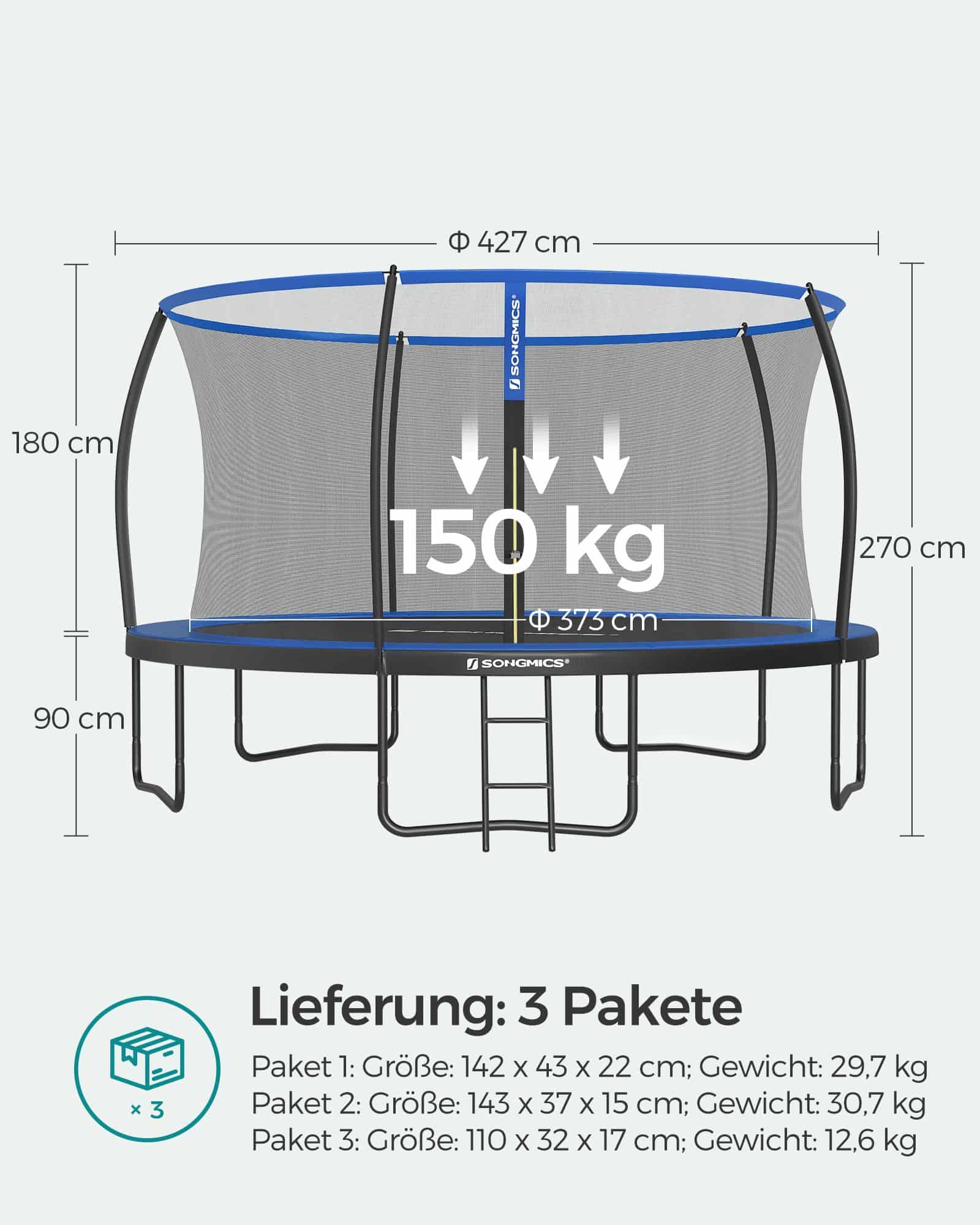Trampolin Ø 427 cm mit innenliegendem Netz schwarz-blau-B34STR142Q01 Trampolin Ø 427 cm mit innenliegendem Netz schwarz-blau-B34STR142Q01