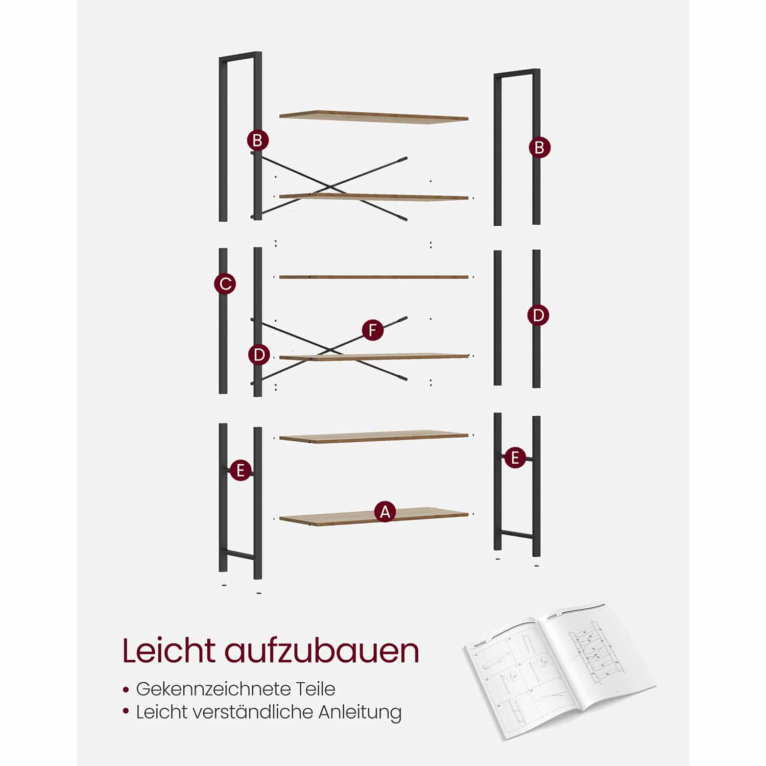 Bücherregal 6 Ebenen 30 x 80 x 186 cm dunkelwalnussfarben-schwarz-LLS082B48 Bücherregal 6 Ebenen 30 x 80 x 186 cm dunkelwalnussfarben-schwarz-LLS082B48