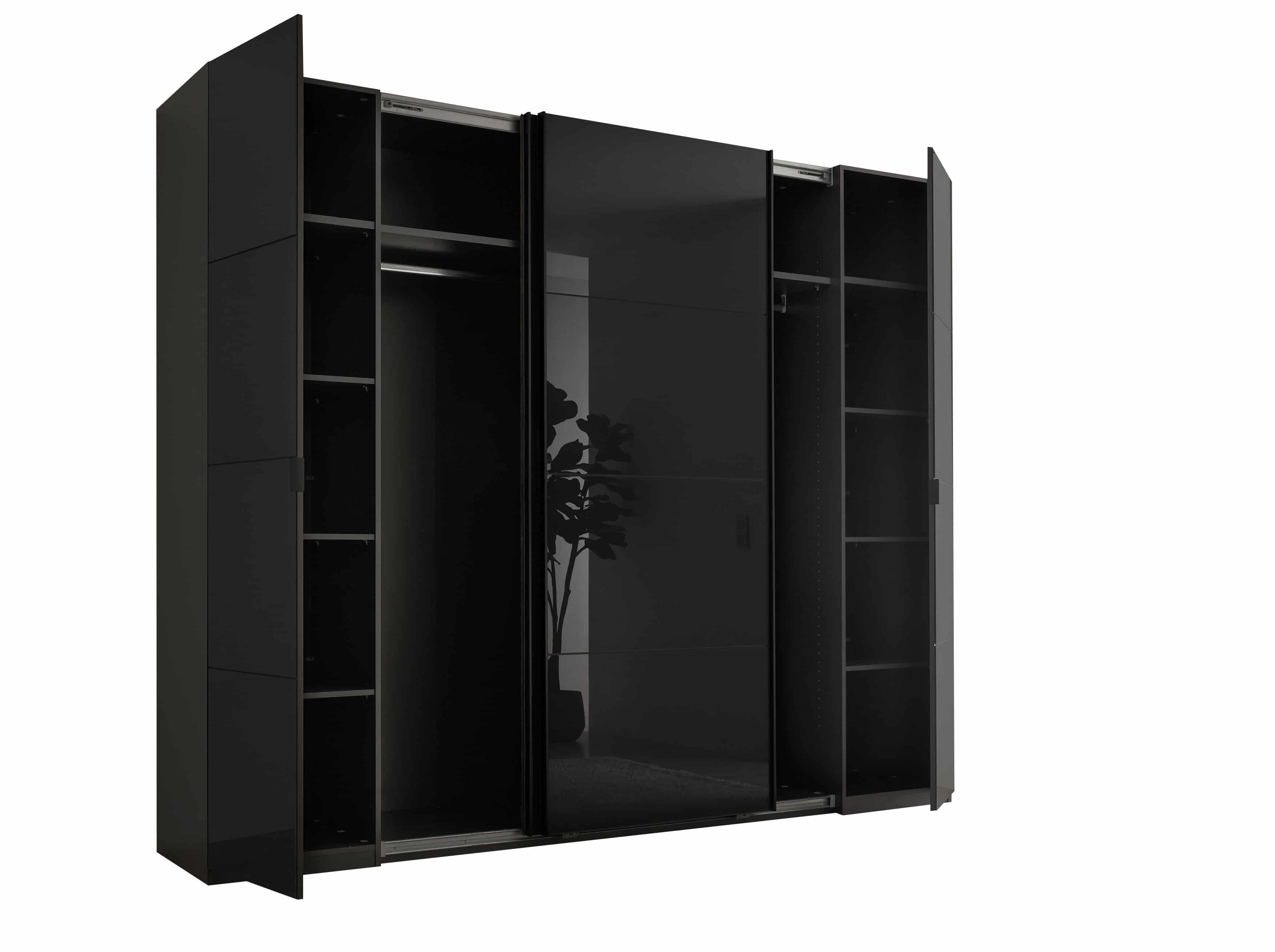 Mufo Kleiderschrank - graphit – moderner Schwebetüren-Schrank mit Drehtüren & Glasfront Mufo Kleiderschrank - graphit – moderner Schwebetüren-Schrank mit Drehtüren & Glasfront