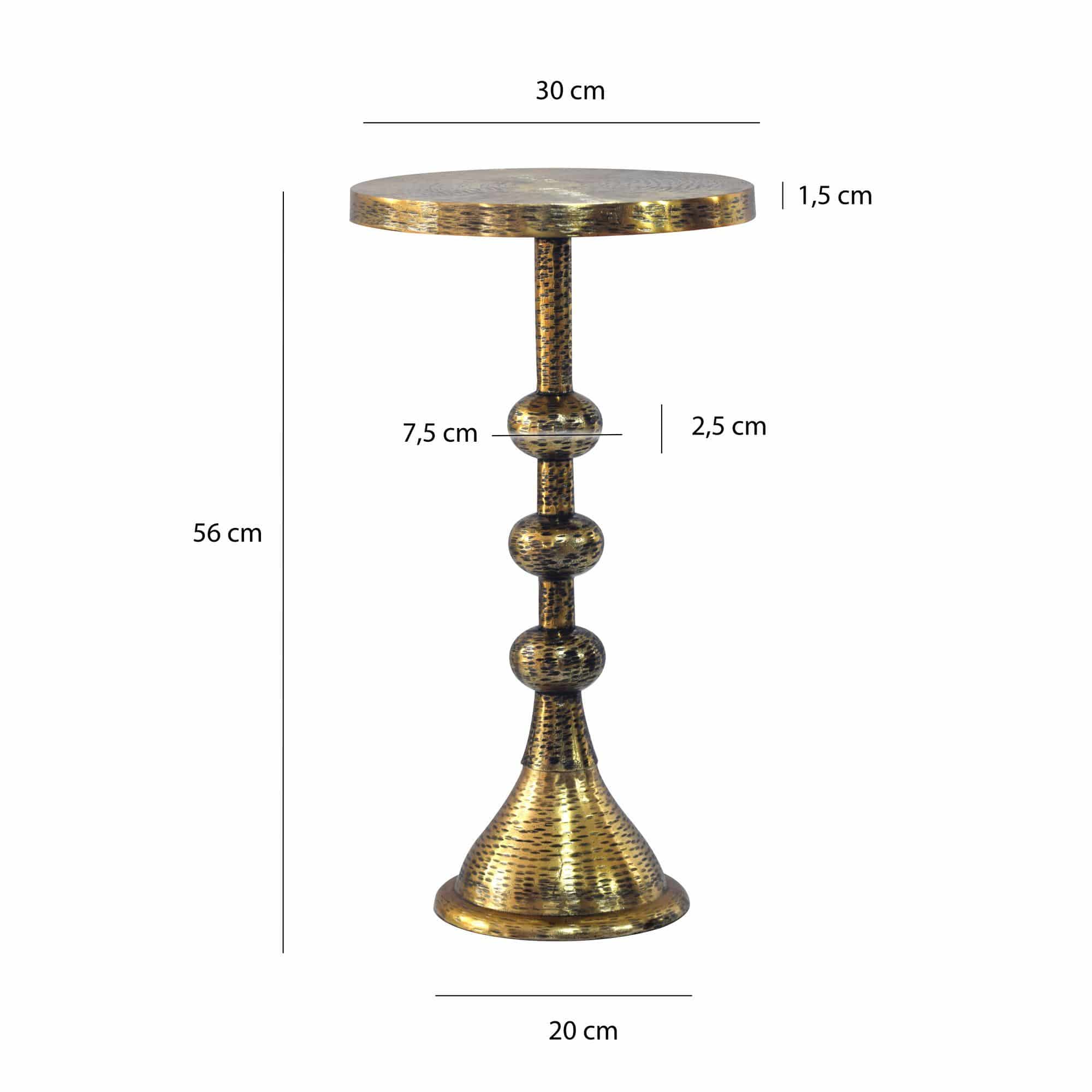 Beistelltisch Aluminium Gold 30cm Runder Anstelltisch Metall - Dekotisch Alu orientalisch - Wohnzimmertisch klein - Design Couchtisch Sofatisch Wohnzimmer Orient Handmade