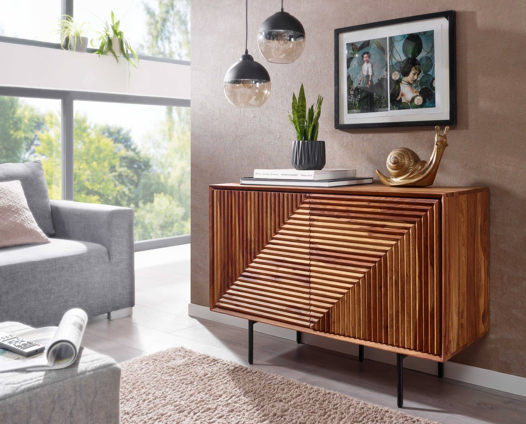 64623-Wohnling-Sideboard-100x40x71-cm-Sheesham-WL6-560-WL6-560_3 Sideboard 100x71x40 cm Sheesham Massivholz / Metall Anrichte