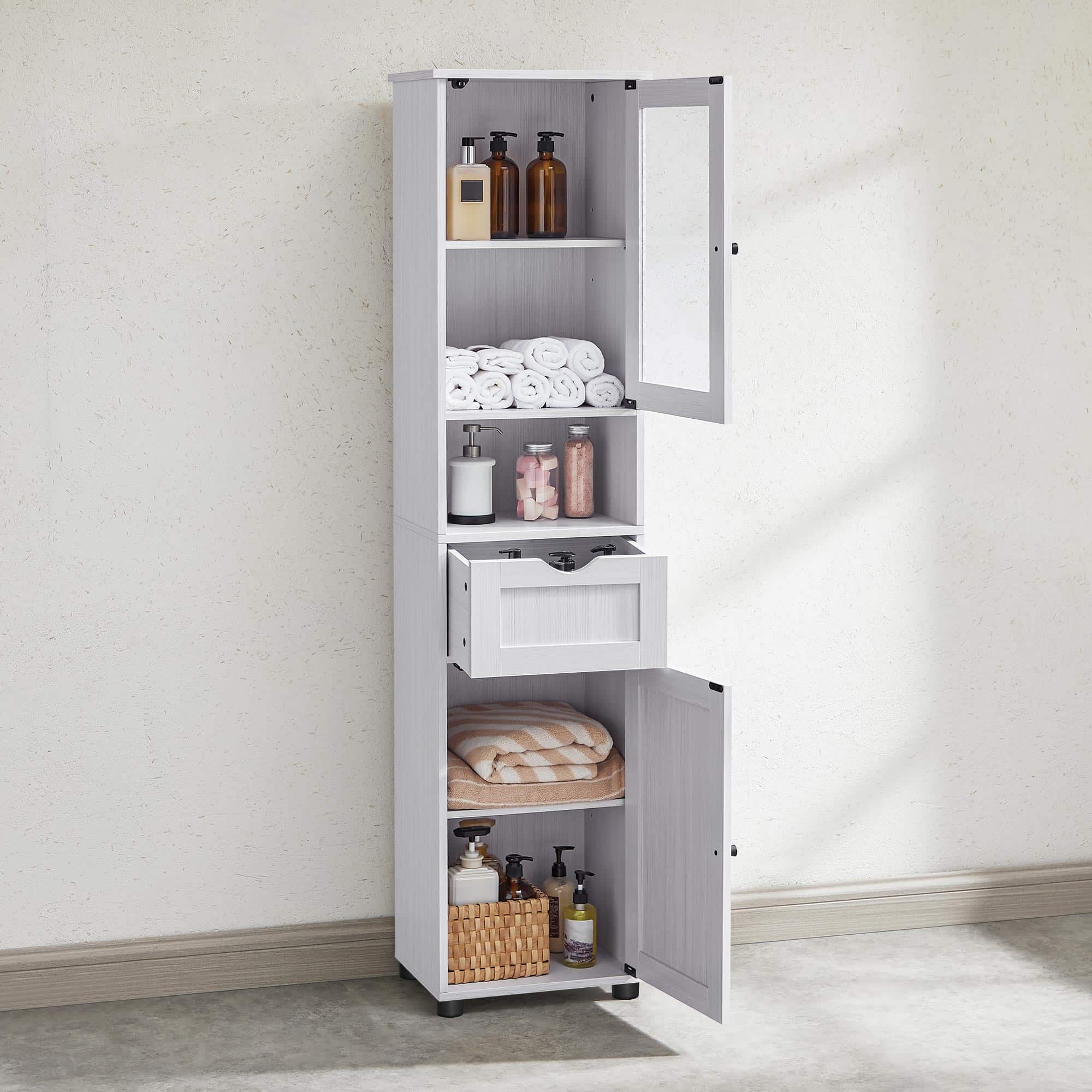 Badschrank mit höhenverstellbaren Ablagen Weiß-B34BBK163T44 Badschrank mit höhenverstellbaren Ablagen Weiß-B34BBK163T44