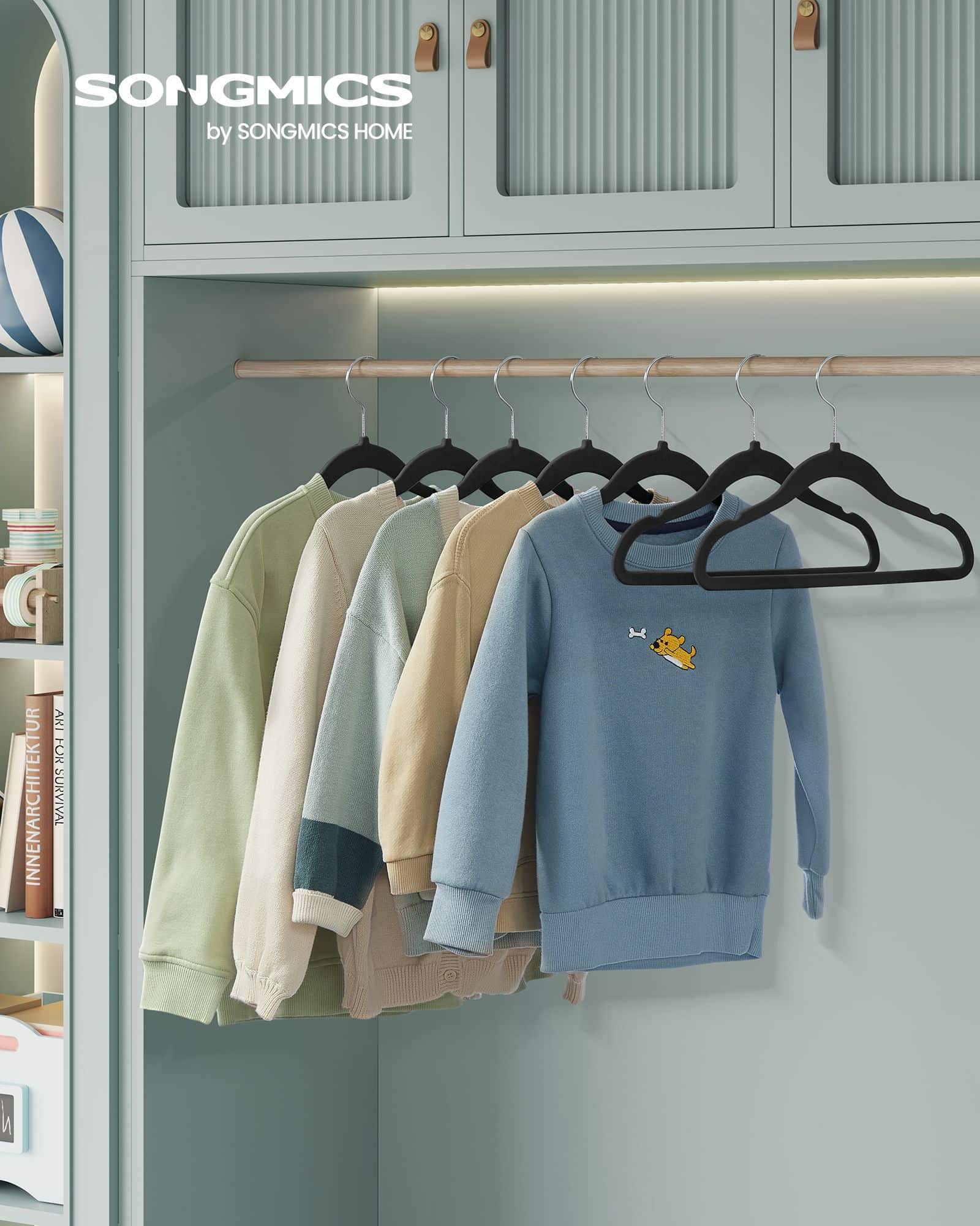 Kinderkleiderbügel 50er Set mit 360° drehbaren Haken tintenschwarz-CRF027B05