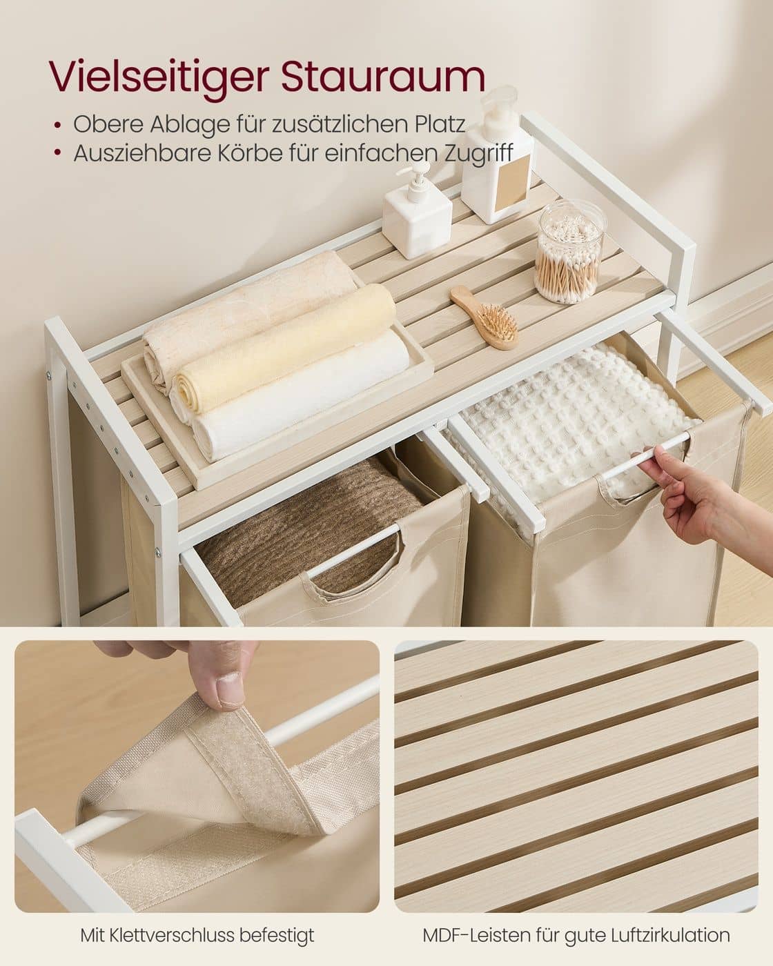 Wäschekorb mit ausziehbaren Wäschesäcken