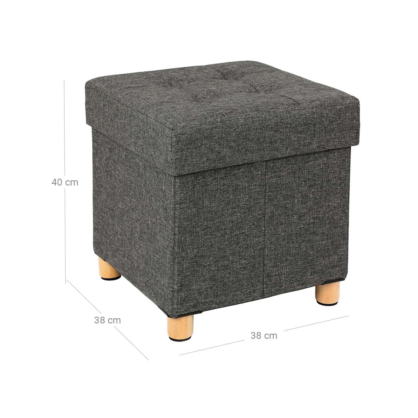 Sitzhocker mit Holzfüßen Dunkelgrau-B34LSF14GYZ Sitzhocker mit Holzfüßen Dunkelgrau-B34LSF14GYZ