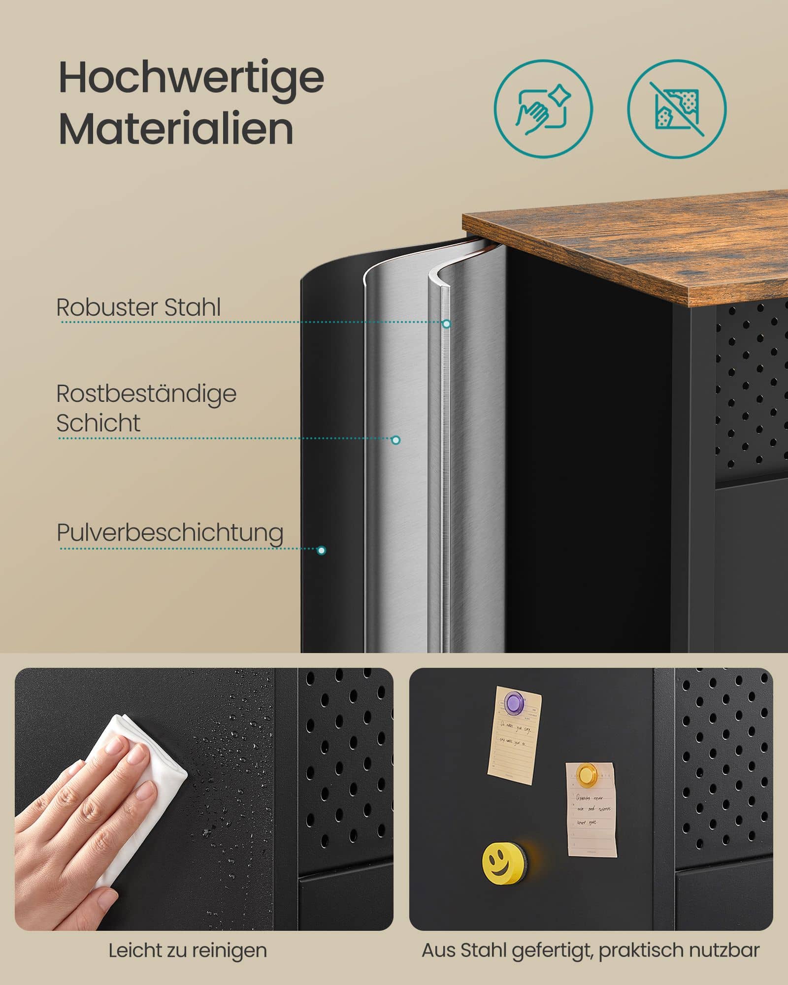 Aufbewahrungsschrank mit Doppeltür vintagebraun-mattschwarz Aufbewahrungsschrank mit Doppeltür vintagebraun-mattschwarz