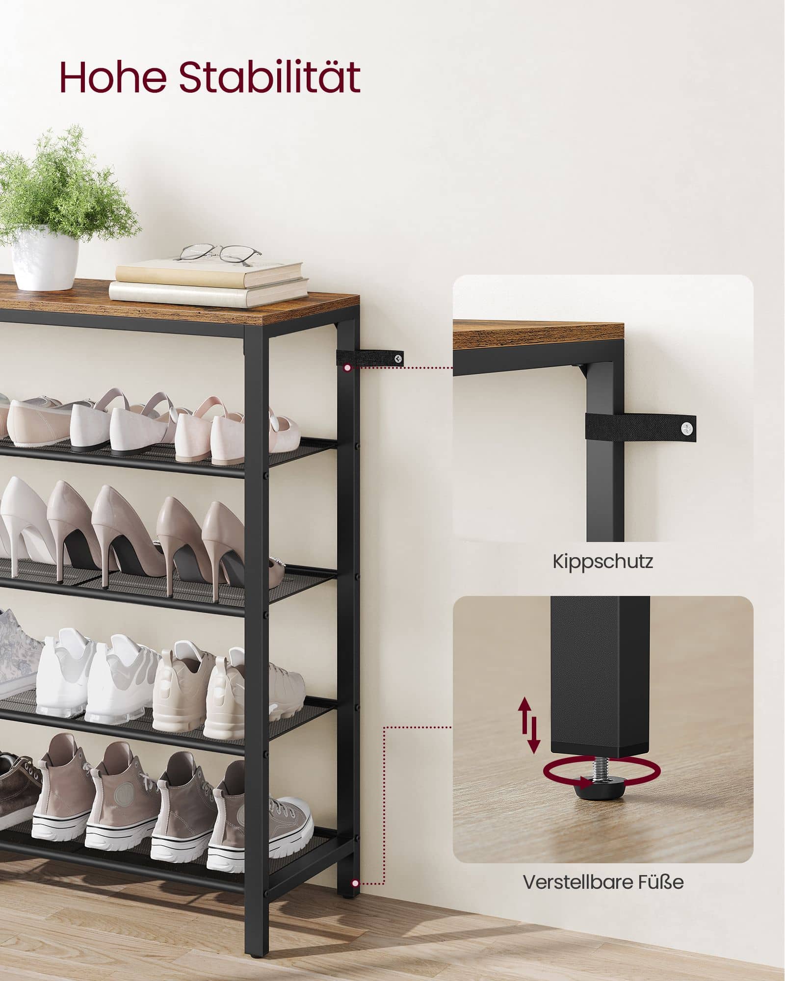 Schuhablage mit 4 Gitterebenen Schuhablage mit 4 Gitterebenen