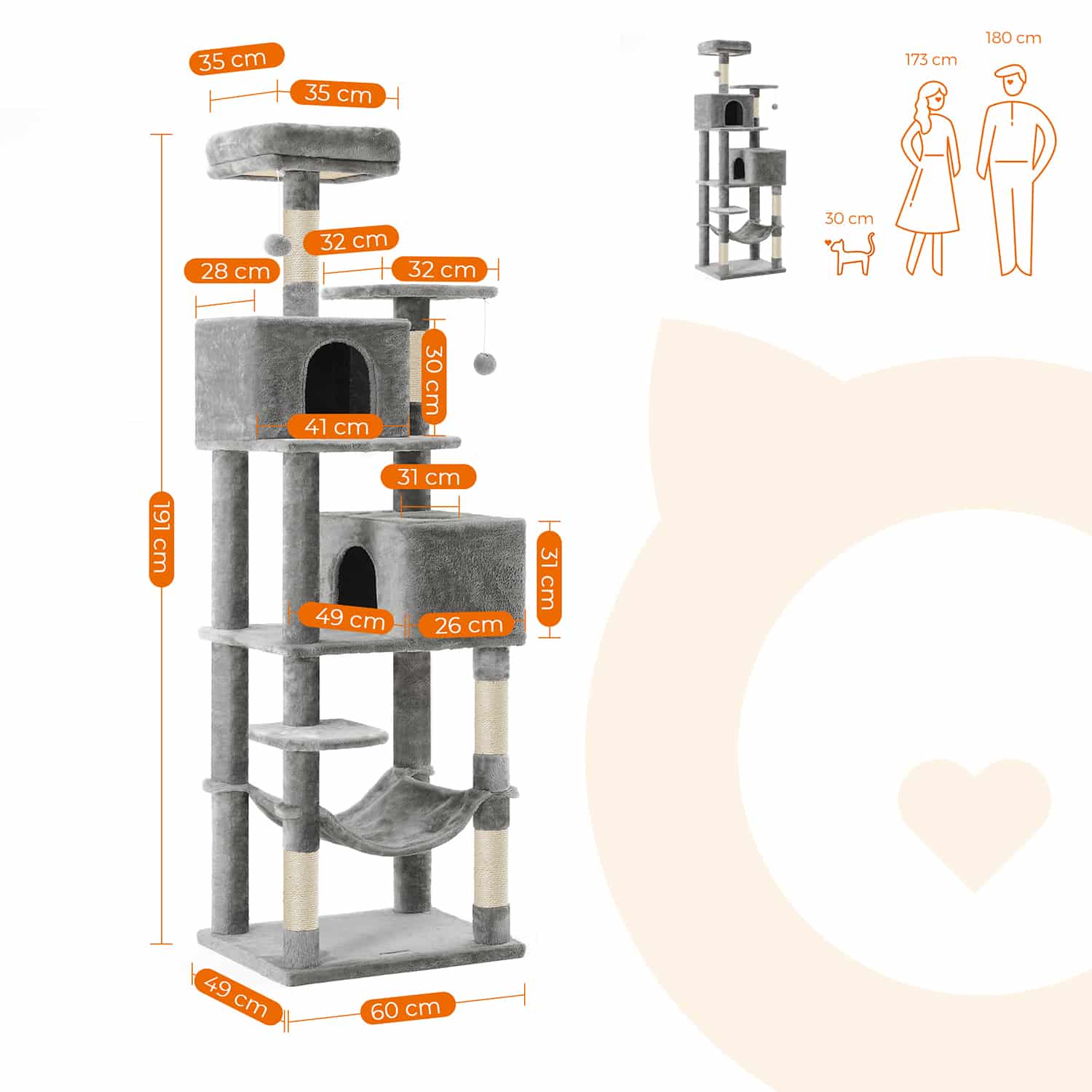 Kratzbaum 135 cm mit Plattformen-B34PCT162W01 Kratzbaum 135 cm mit Plattformen-B34PCT162W01