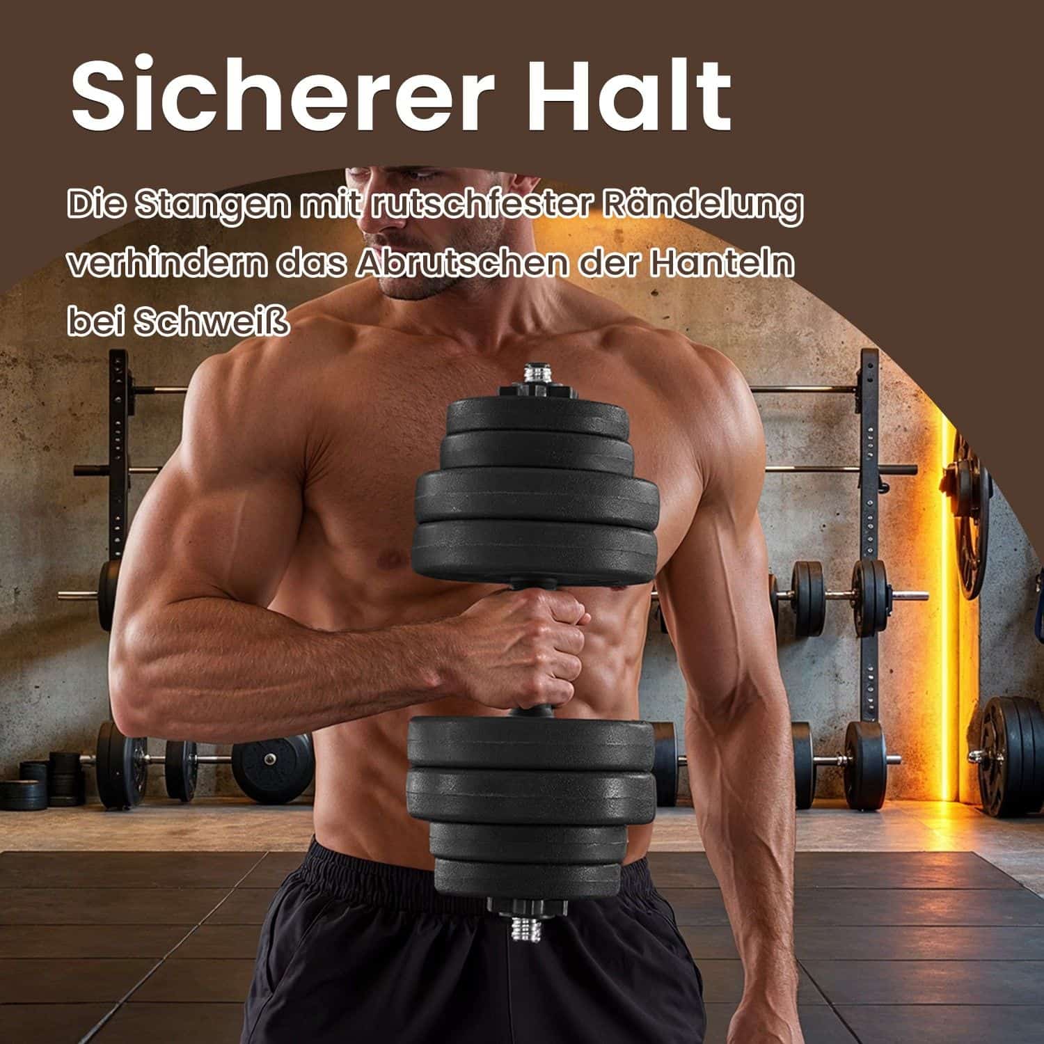 2-in-1-Hanteln, Hantelset mit Verbindungsstahlrohr, 2 x 15 kg, tintenschwarz 2-in-1-Hanteln, Hantelset mit Verbindungsstahlrohr, 2 x 15 kg, tintenschwarz