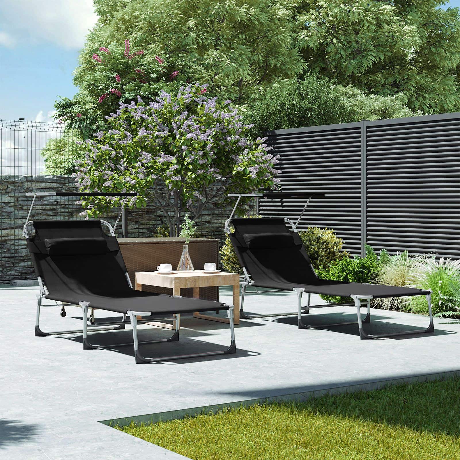 Gartenliege mit Blende Schwarz-B34GCB22BK Gartenliege mit Blende Schwarz-B34GCB22BK