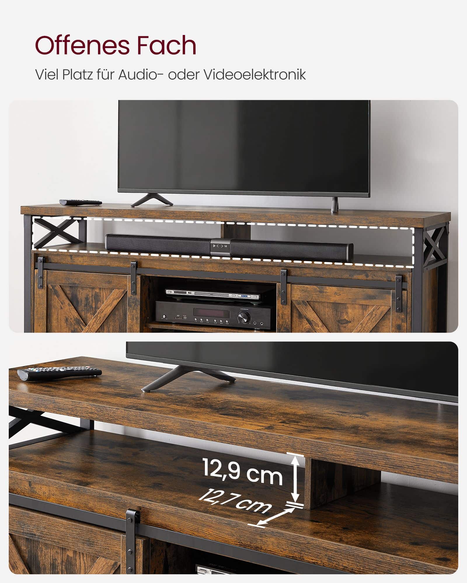 TV-Schrank Landhausstil vintagebraun-schwarz
