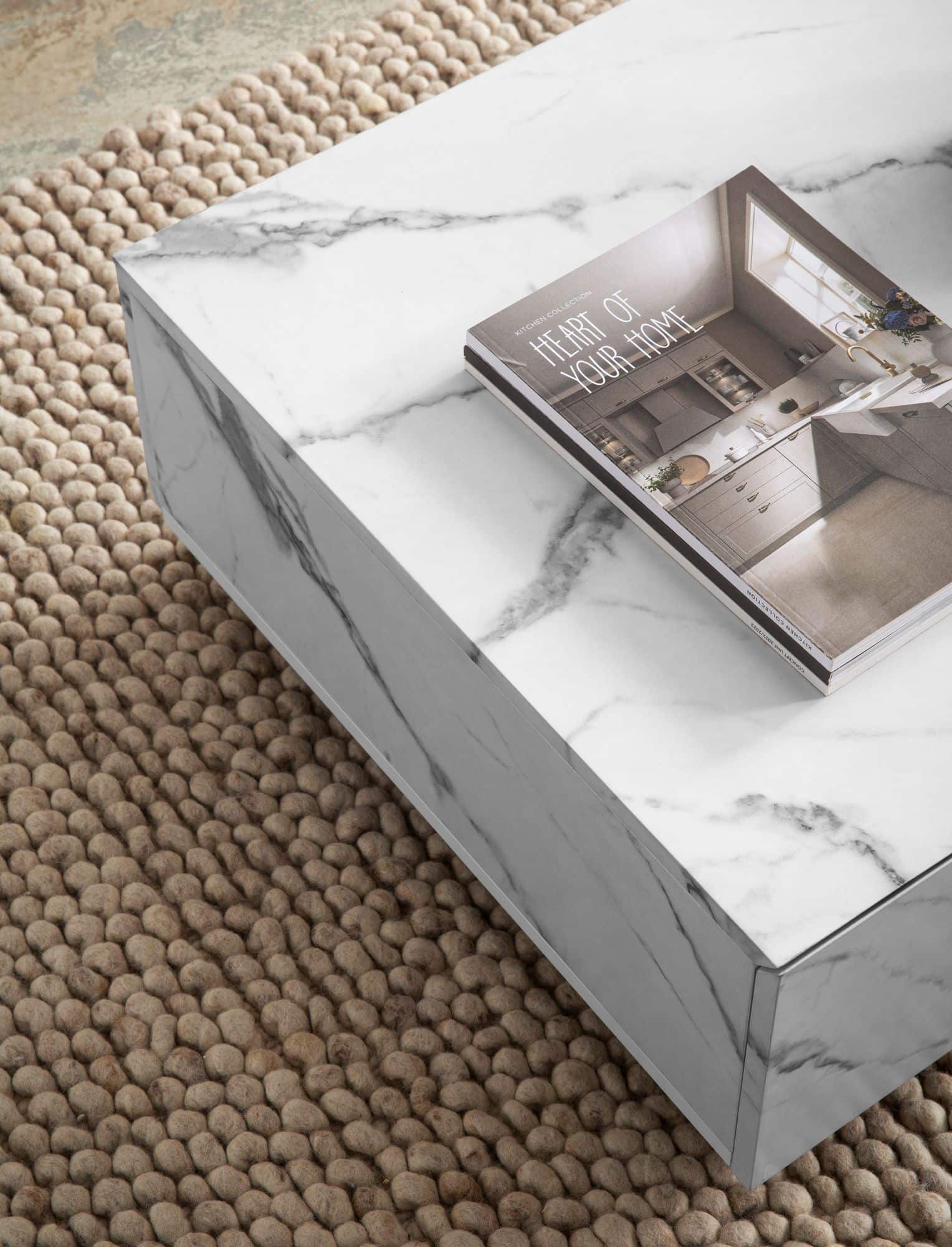 Couchtisch 120x60x28 cm Weiß Schwarz Sofatisch in Marmor-Optik Modern Couchtisch 120x60x28 cm Weiß Schwarz Sofatisch in Marmor-Optik Modern