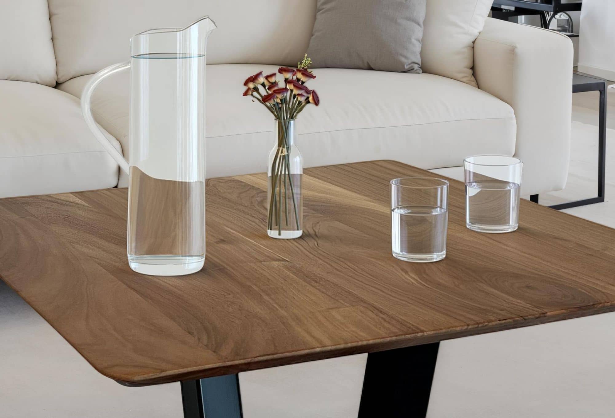 Couchtisch 60x60x40 cm Akazie Massivholz Metall Sofatisch Quadratisch Couchtisch 60x60x40 cm Akazie Massivholz Metall Sofatisch Quadratisch