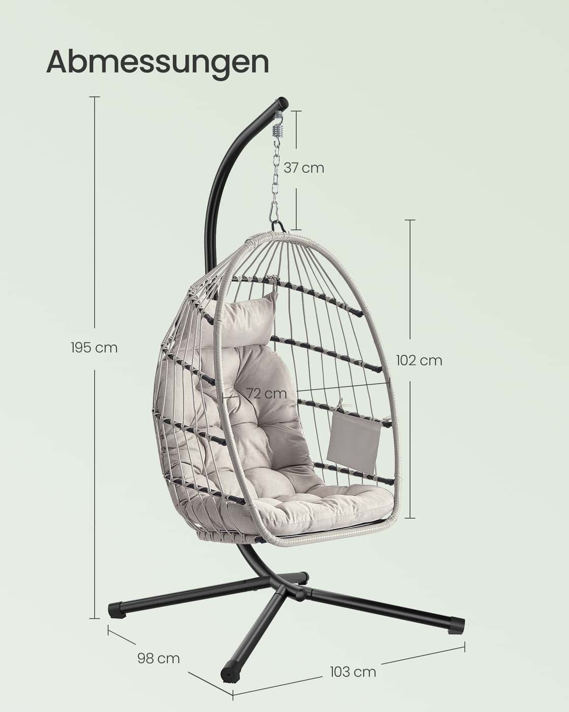 Hängesessel mit Gestell für entspannten Sitzkomfort weiß Hängesessel mit Gestell für entspannten Sitzkomfort weiß