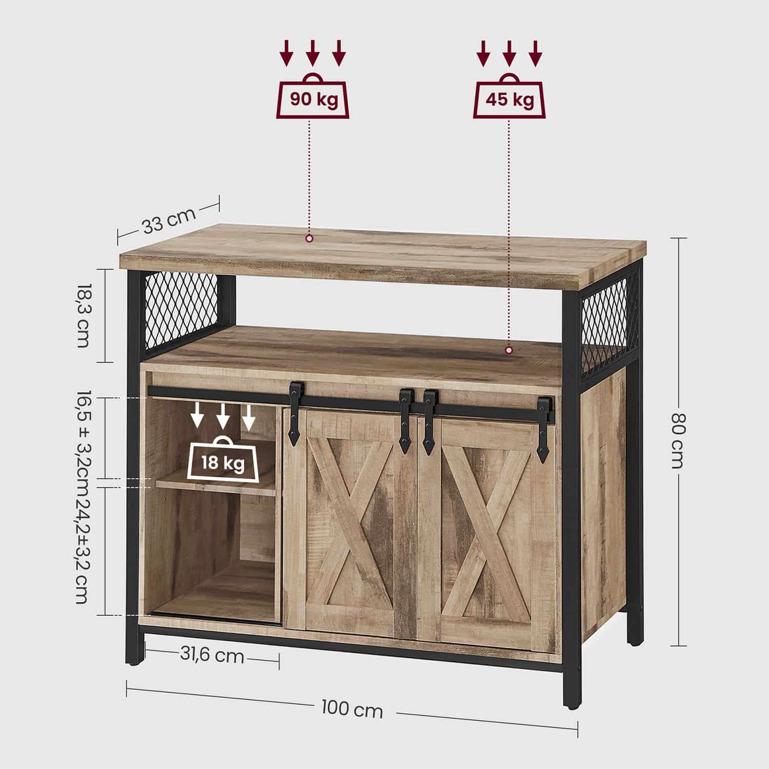 LSC092B50-6 Myhomelando Special: VASAGLE Sideboard mit Ratenzahlung und Gratislieferung