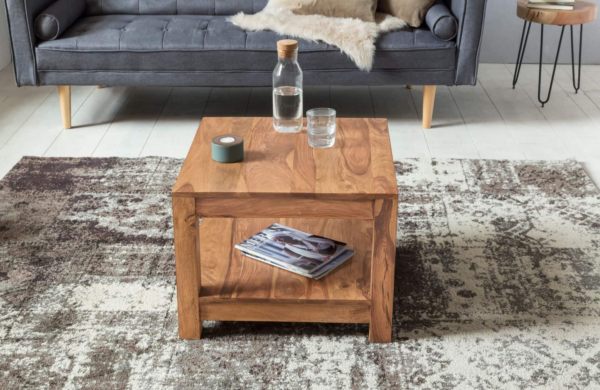 38743-WOHNLING-Couchtisch-MUMBAI-Massiv-Holz-Akaz_3 Couchtisch MUMBAI Massiv-Holz Akazie 60 x 60 cm Wohnzimmer-Tisch Design dunkel-braun Landhaus-Stil Beistelltisch