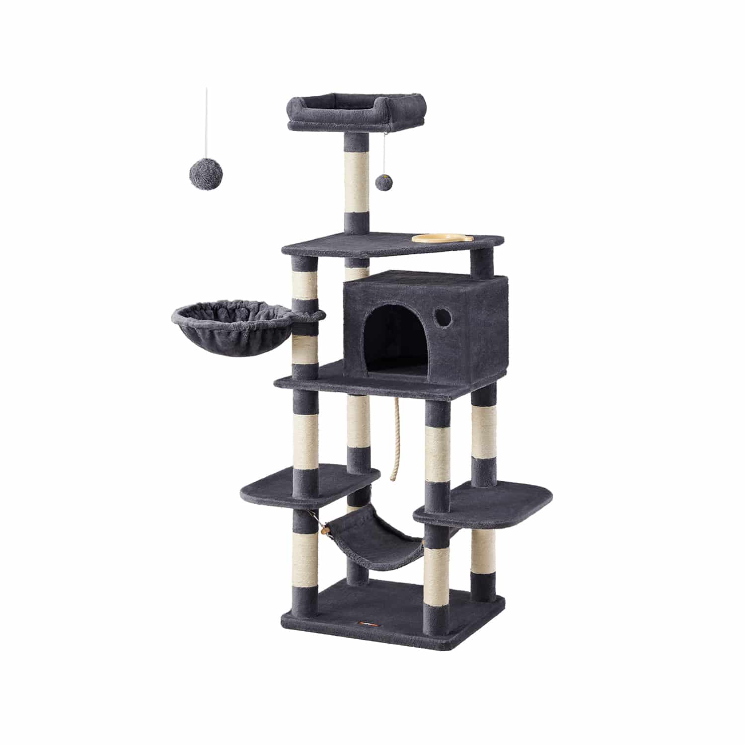 Kratzbaum mit Fressnapf 174 cm Grau-PCT99G Kratzbaum mit Fressnapf 174 cm Grau-PCT99G