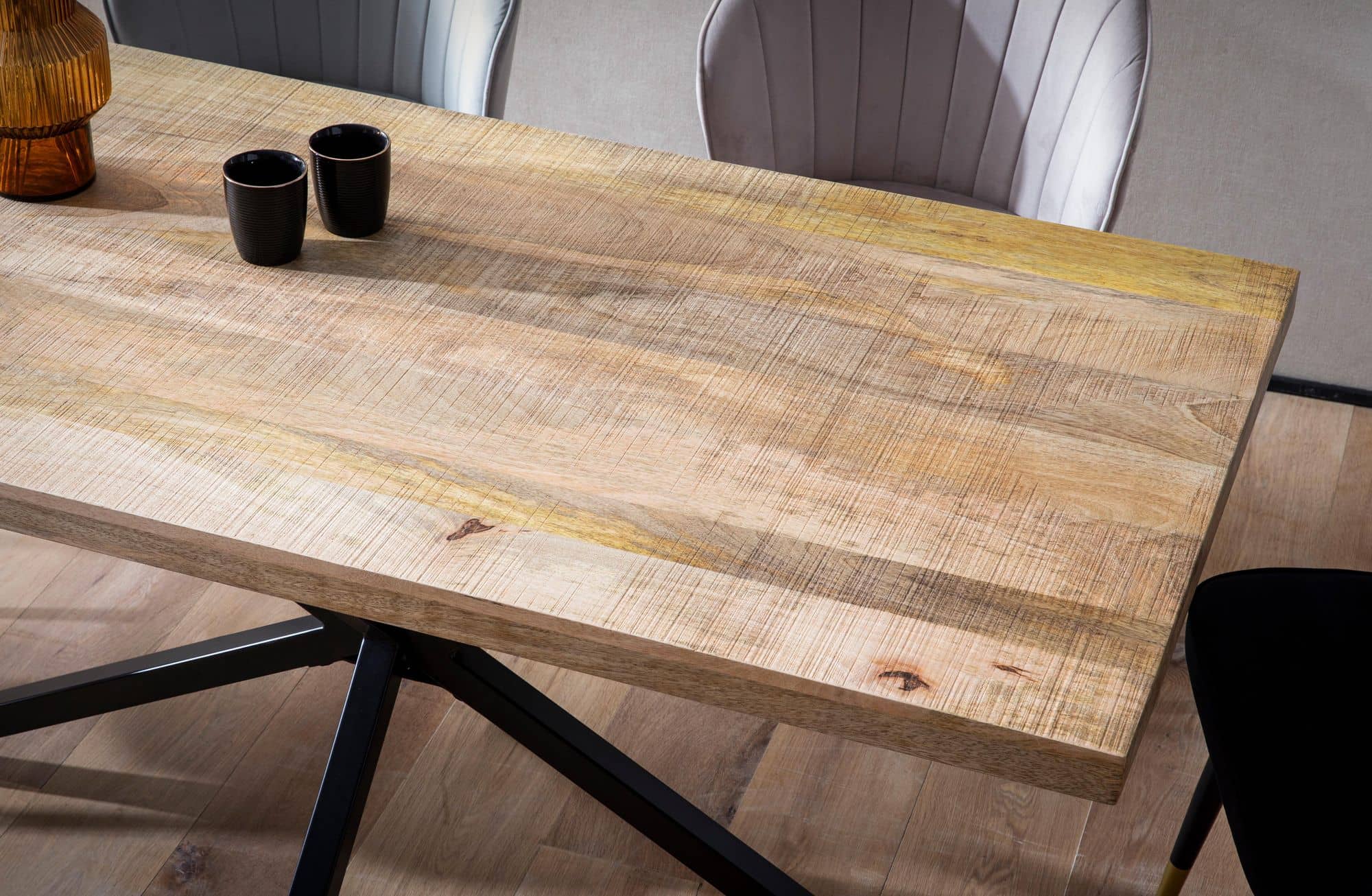 Esszimmertisch 180x90x76 cm Mango Massivholz Metall Esstisch Industrial