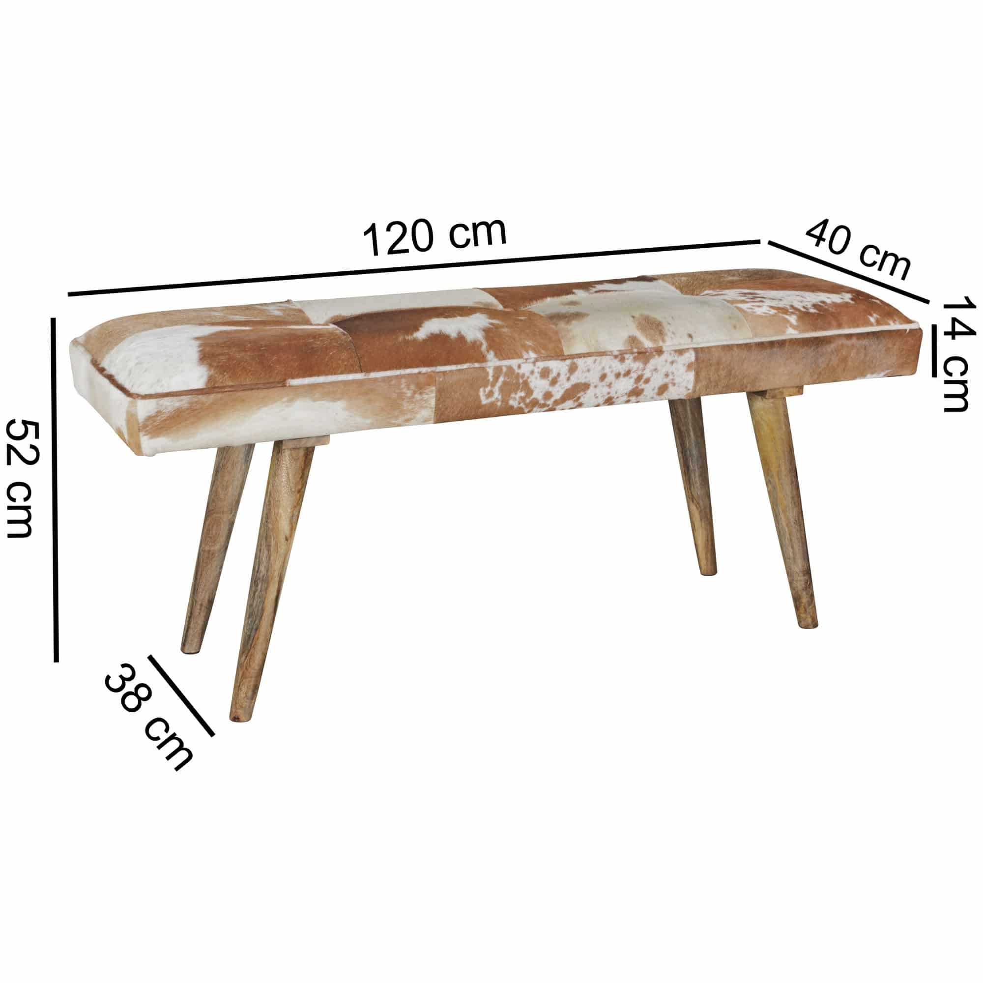 43727-WOHNLING-Sitzbank-Kuhfell-braun-weiss-120x4_5 Mango-Holz Meisterstück: Die exklusive Sitzbank
