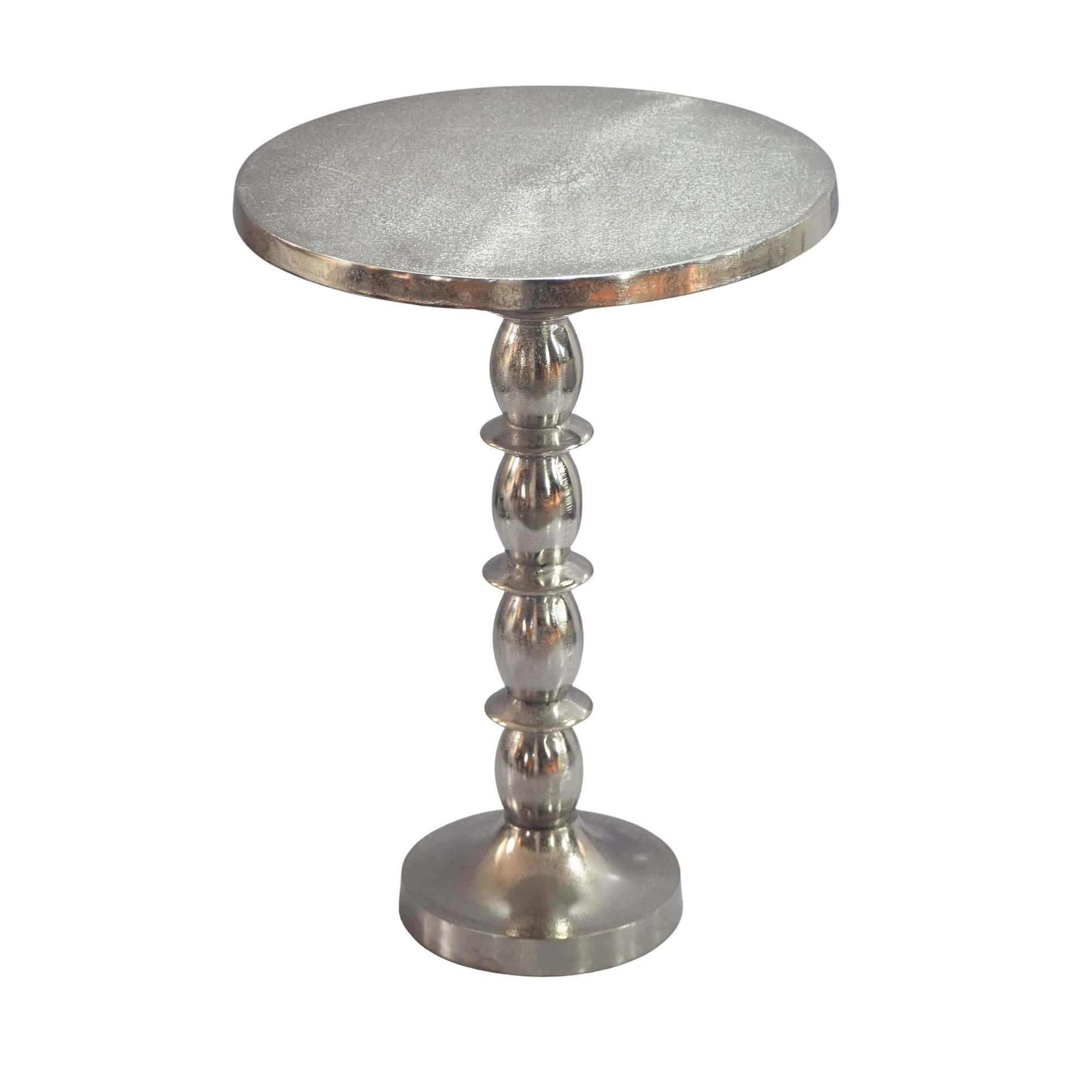 Beistelltisch Silber 40cm Aluminium Tisch Rund - Anstelltisch Raw Finish - Design Wohnzimmertisch Dekotisch - Metalltisch Orientalisch Modern - Sofatisch Couchtisch Handmade