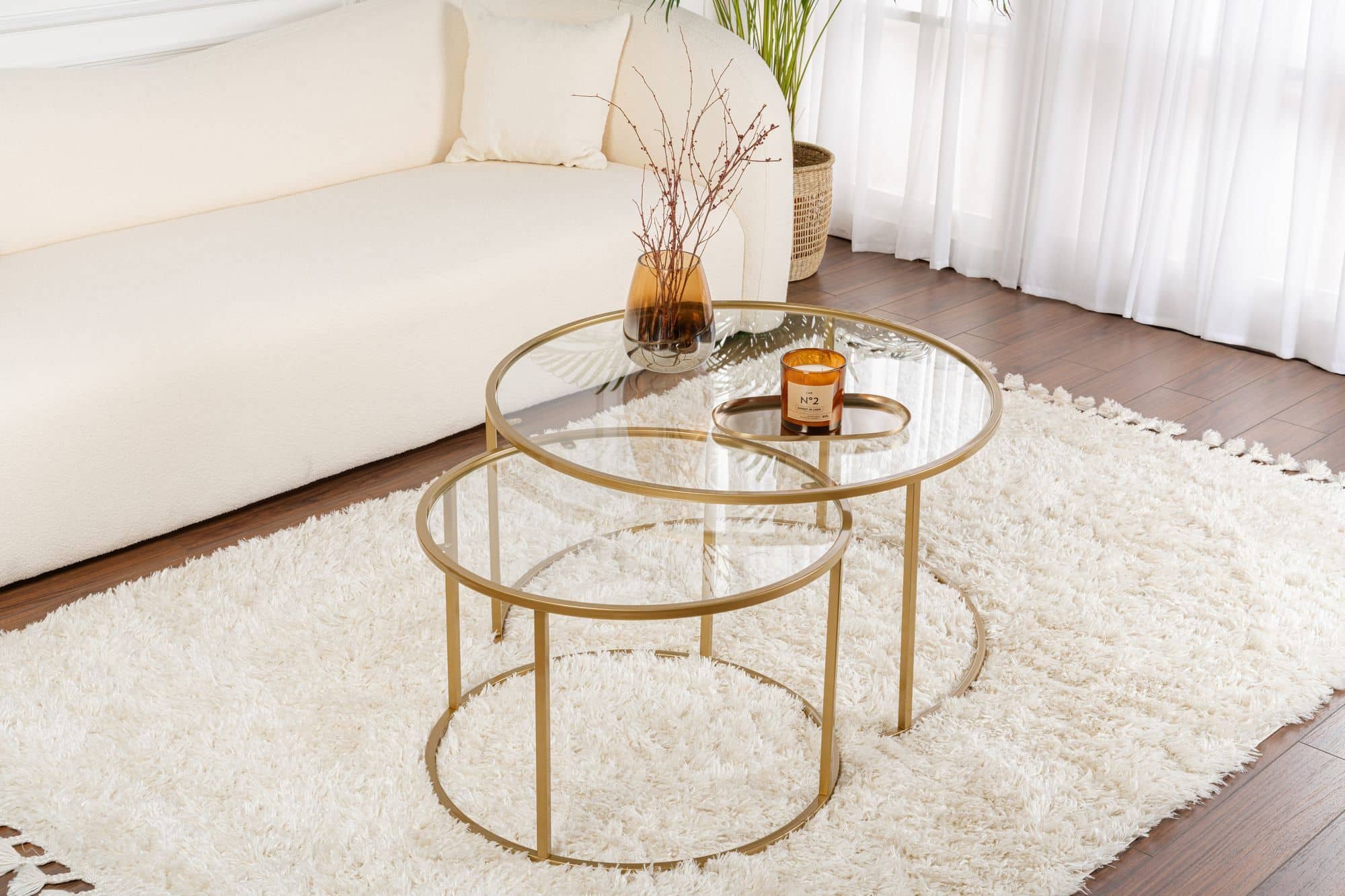Gold-Transparent-80-60 - 2er Couchtisch Set