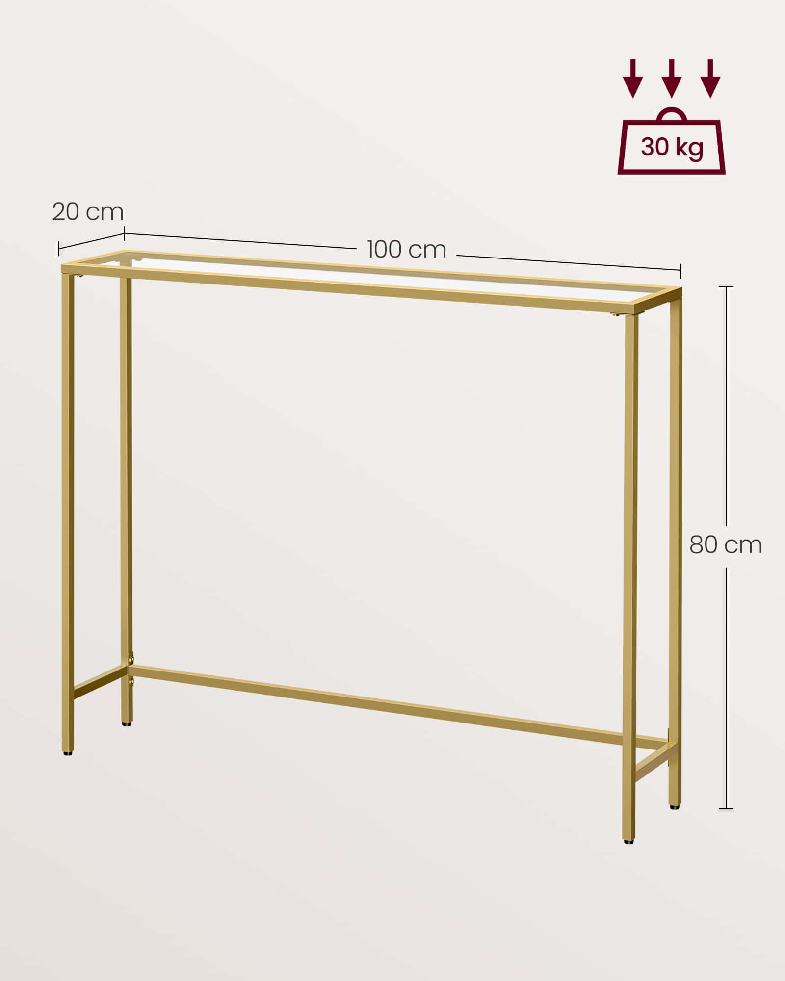 Konsolentisch aus Hartglas und Metall modern