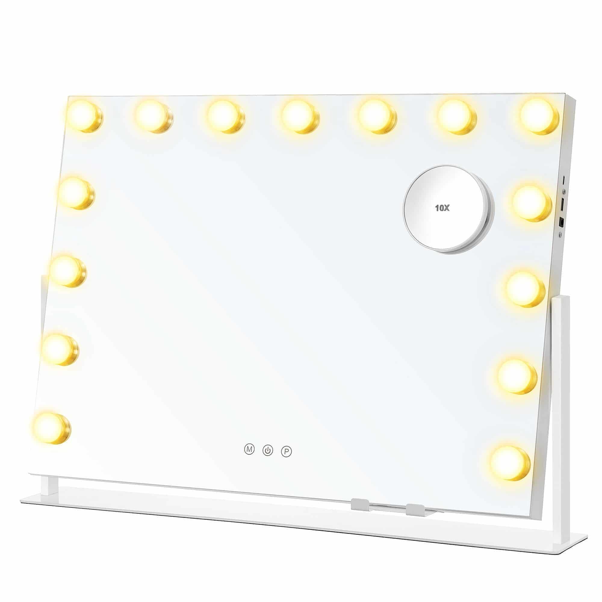 Schminkspiegel mit Beleuchtung und Ladeanschlüssen mattweiß