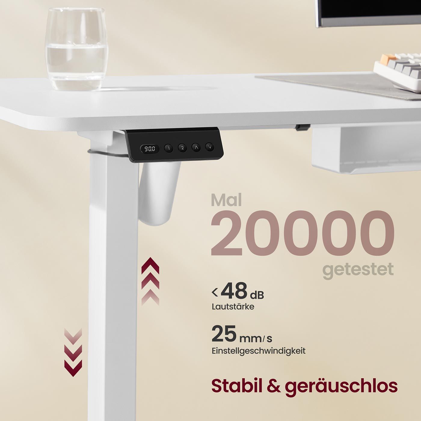 Elektrisch höhenverstellbarer Eckschreibtisch mit Ladestation Elektrisch höhenverstellbarer Eckschreibtisch mit Ladestation