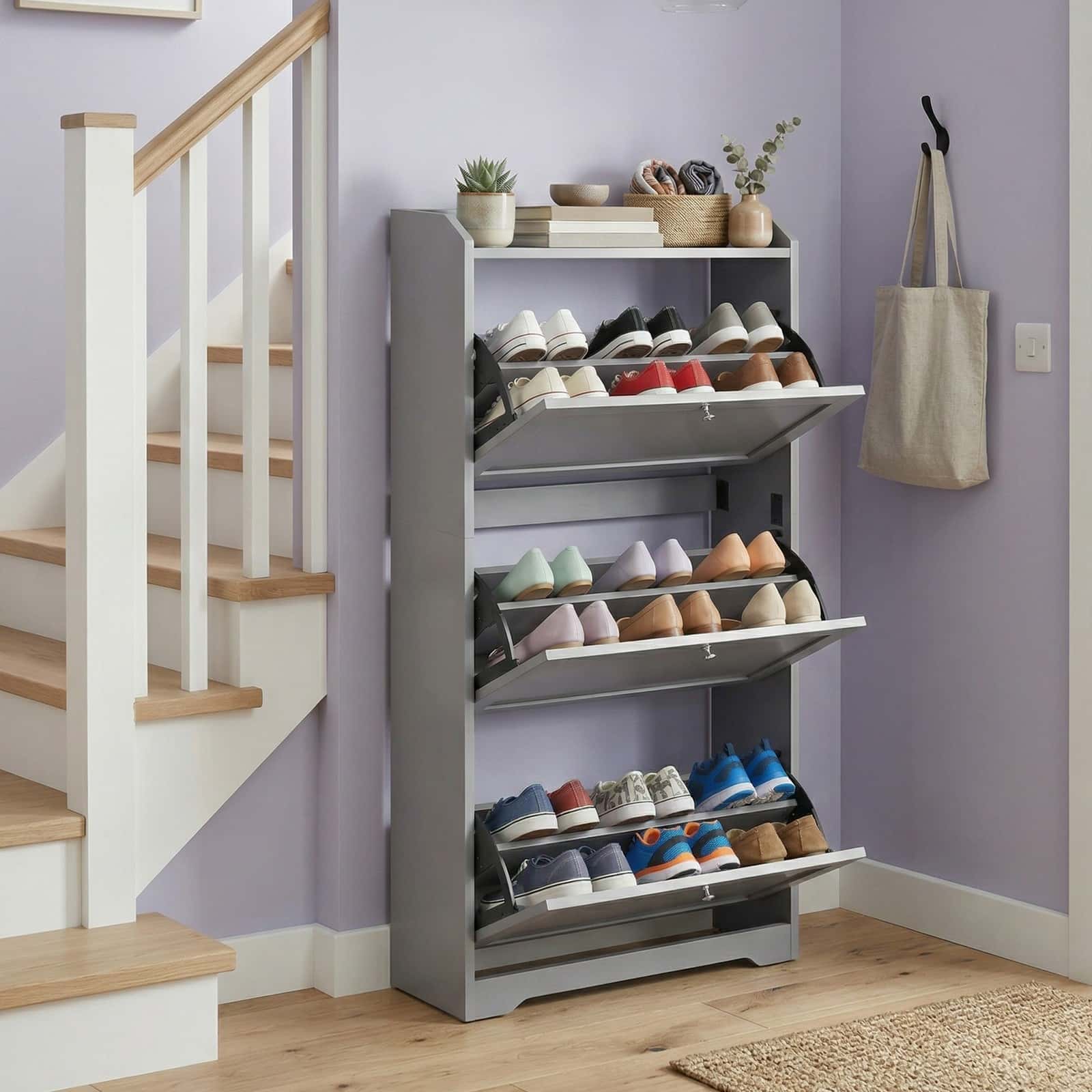 Schuhregal 3 Klappen, Schuhaufbewahrung, für bis zu 12-20 Paar Schuhe Schuhregal 3 Klappen, Schuhaufbewahrung, für bis zu 12-20 Paar Schuhe