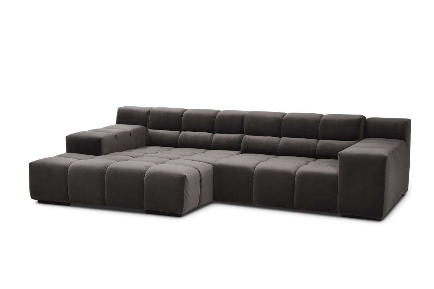 Ecksofa Forum im Velours-Stoff mit Sitztiefenverstellung - designwerk Ecksofa Forum im Velours-Stoff mit Sitztiefenverstellung - designwerk