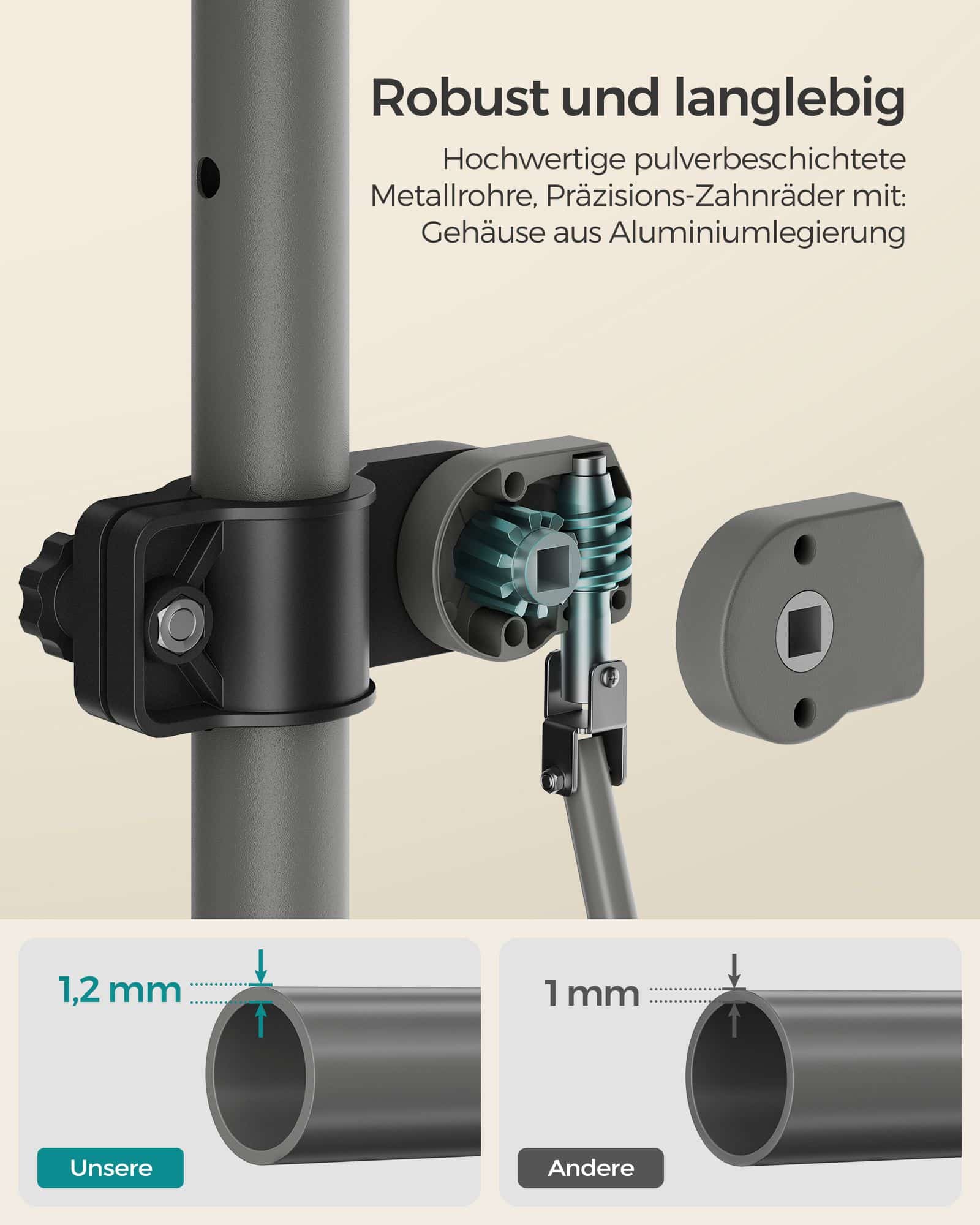 Klemmmarkise mit Handkurbel 250 x 120 cm grau Klemmmarkise mit Handkurbel 250 x 120 cm grau