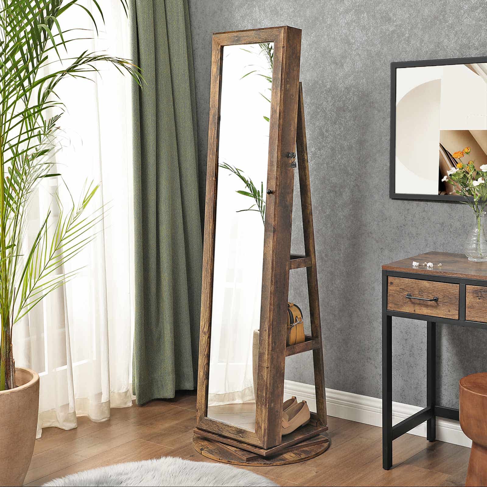 Schmuckschrank 360° drehbar Vintagebraun-B34JJC062K01 Schmuckschrank 360° drehbar Vintagebraun-B34JJC062K01