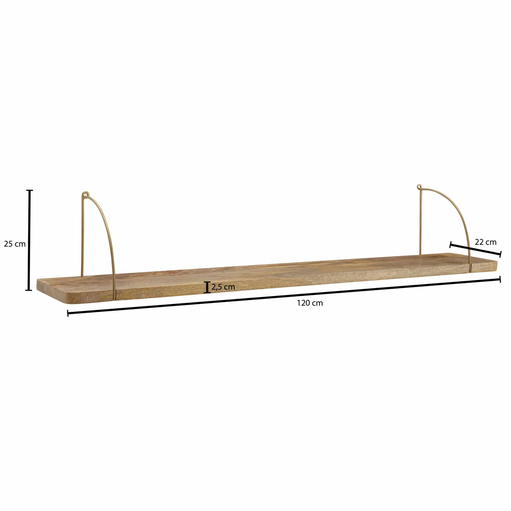 67875-Wohnling-Wandregal-120x22x24-cm-Mango-Holz-WL6-598-WL6-598 Wandregal 120x25x22 cm Mango Massivholz / Metall Hängeregal Industrial