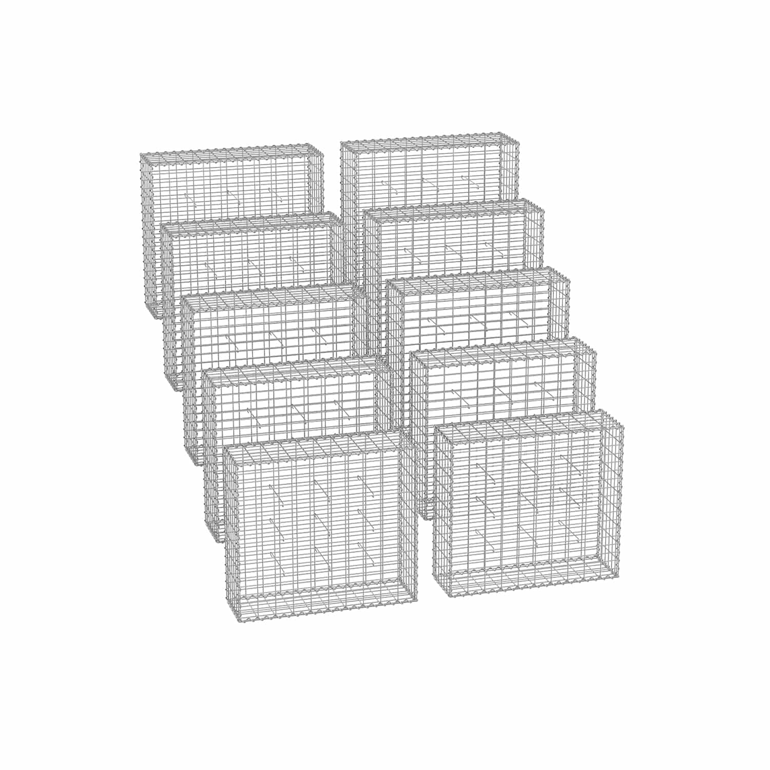 Gabionenkörbe mit 5 x 10 cm Maschenweite für Steine 10er Set-B34GGB093V1