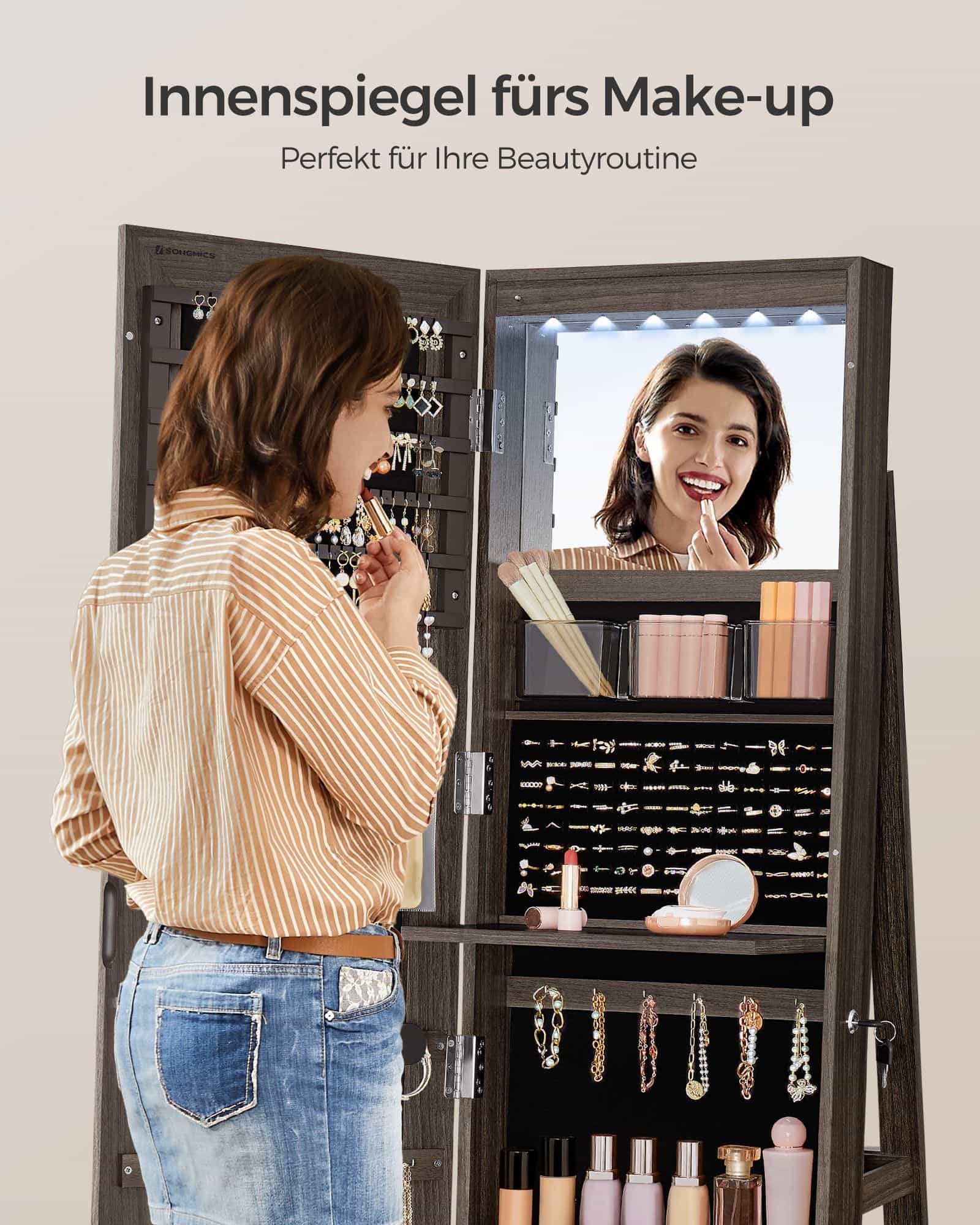 Schmuckschrank, Spiegelschrank, mit rahmenlosem Ganzkörperspiegel Schmuckschrank, Spiegelschrank, mit rahmenlosem Ganzkörperspiegel