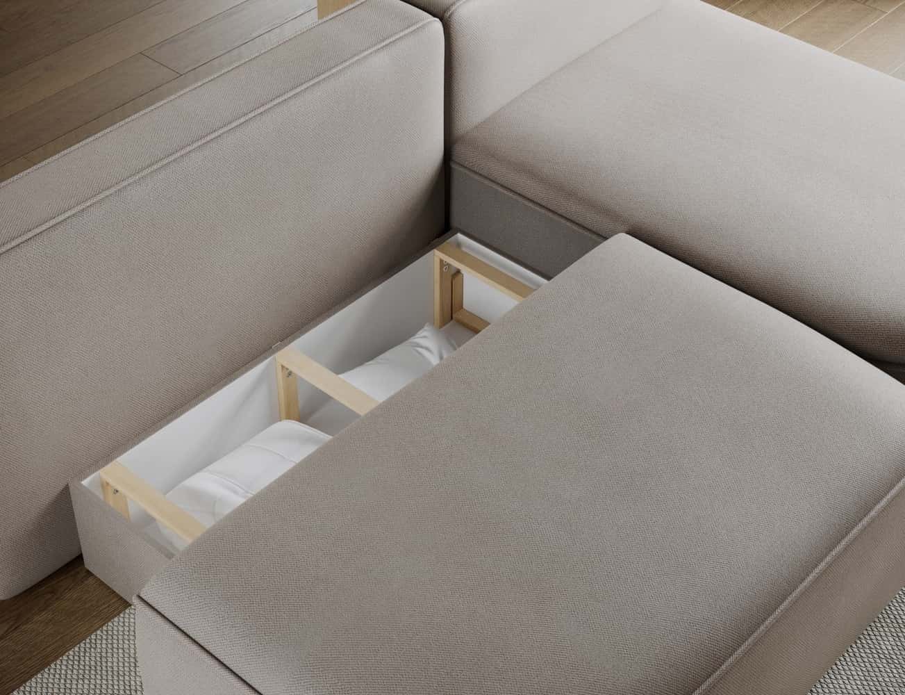 Ecksofa Livosa Beige mit Schlaffunktion & Bettkasten | Eltap | Sola Ecksofa Livosa Beige mit Schlaffunktion & Bettkasten | Eltap | Sola