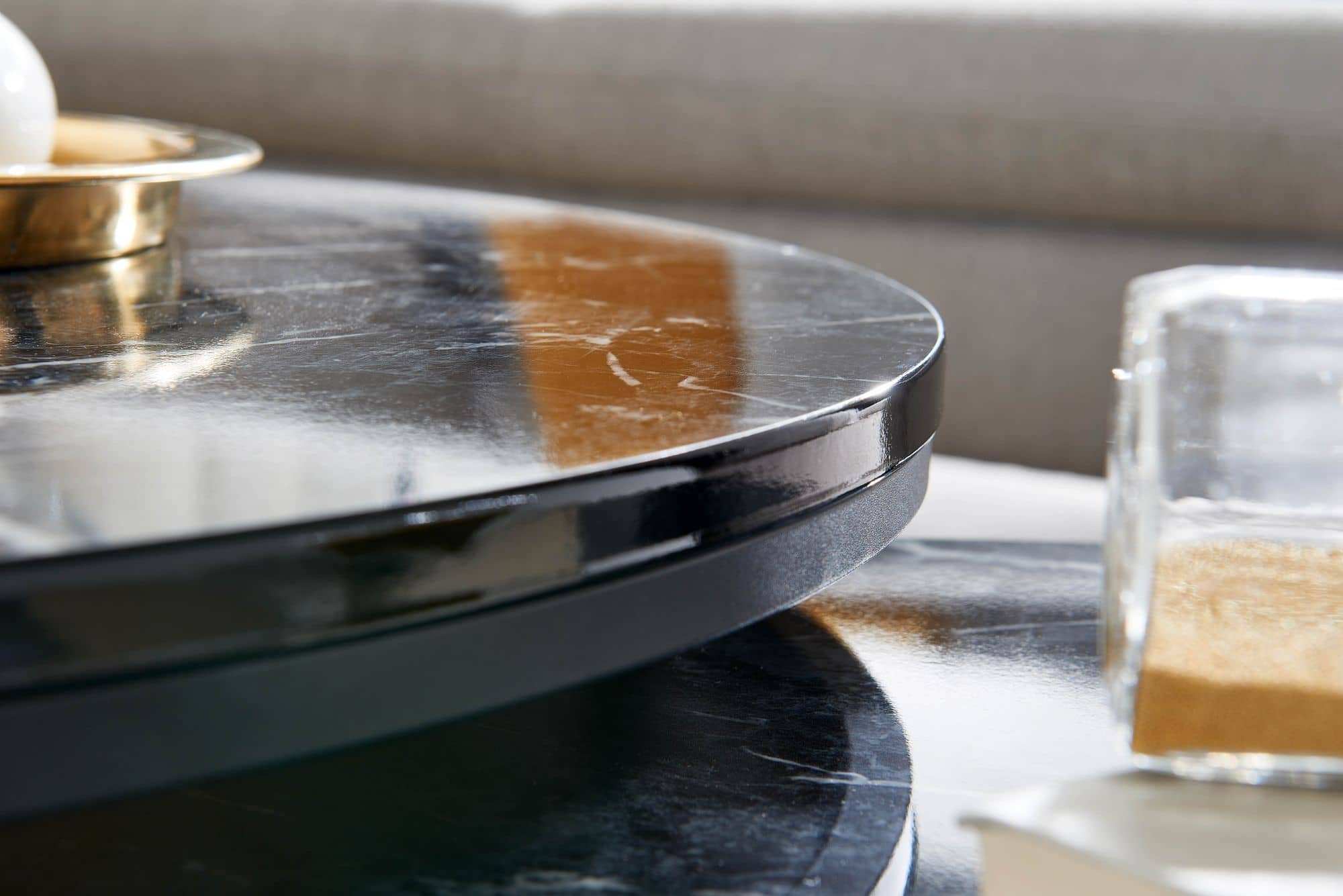 Couchtisch 2er Set Schwarz Marmor Optik Sofatisch Rund Modern Couchtisch 2er Set Schwarz Marmor Optik Sofatisch Rund Modern