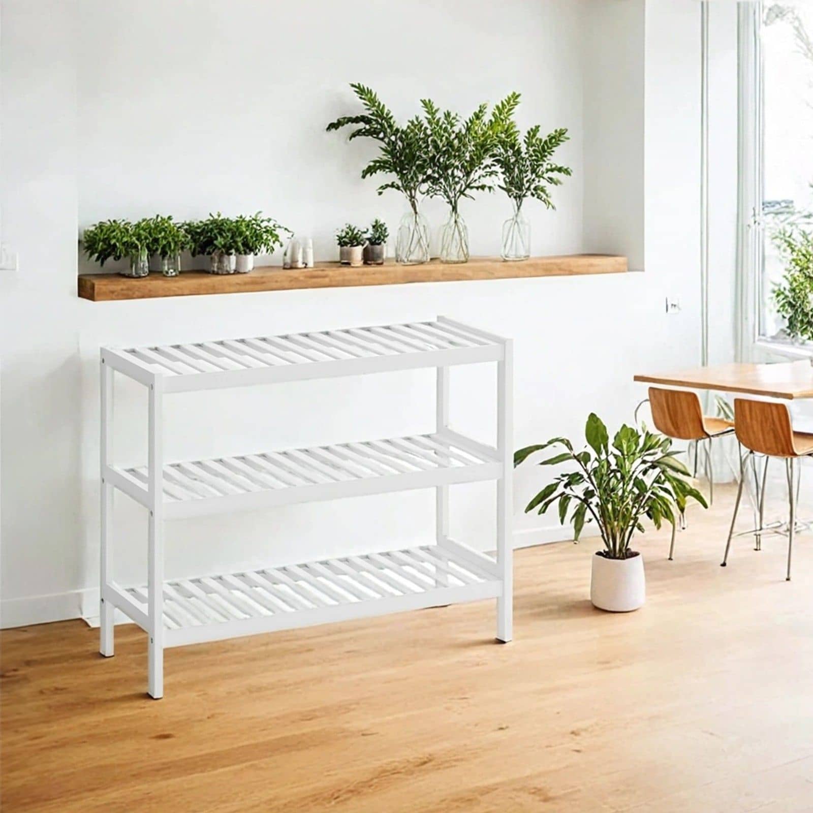 Schuhregal aus Bambus Weiß Schuhregal aus Bambus Weiß