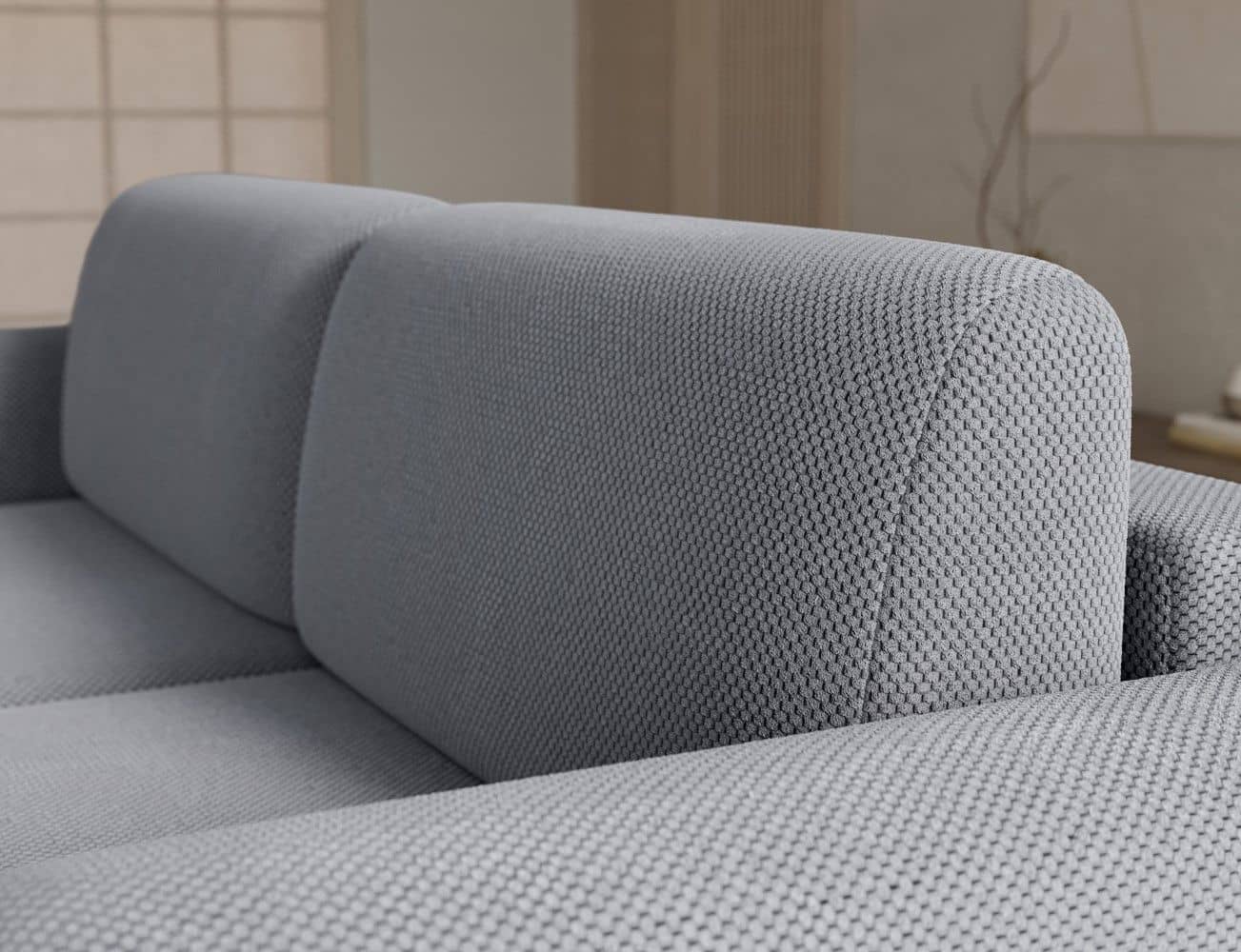 Ecksofa Acossta Calmora Mikrofaser Grau mit Schlaffunktion