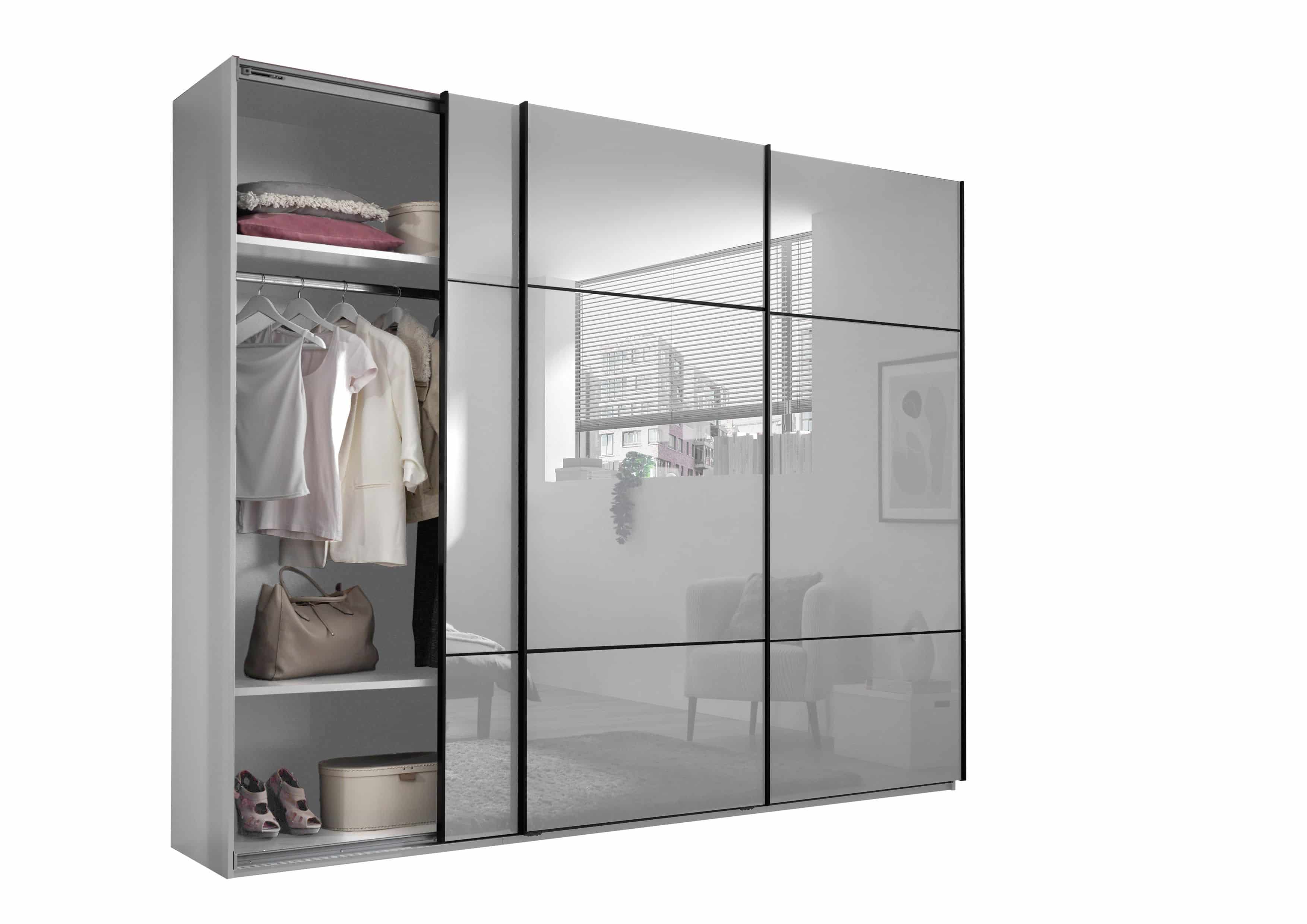 Kleiderschrank Minda mit Glastüren weiß - viel Stauraum & edles Design für Ihr Schlafzimmer Kleiderschrank Minda mit Glastüren weiß - viel Stauraum & edles Design für Ihr Schlafzimmer