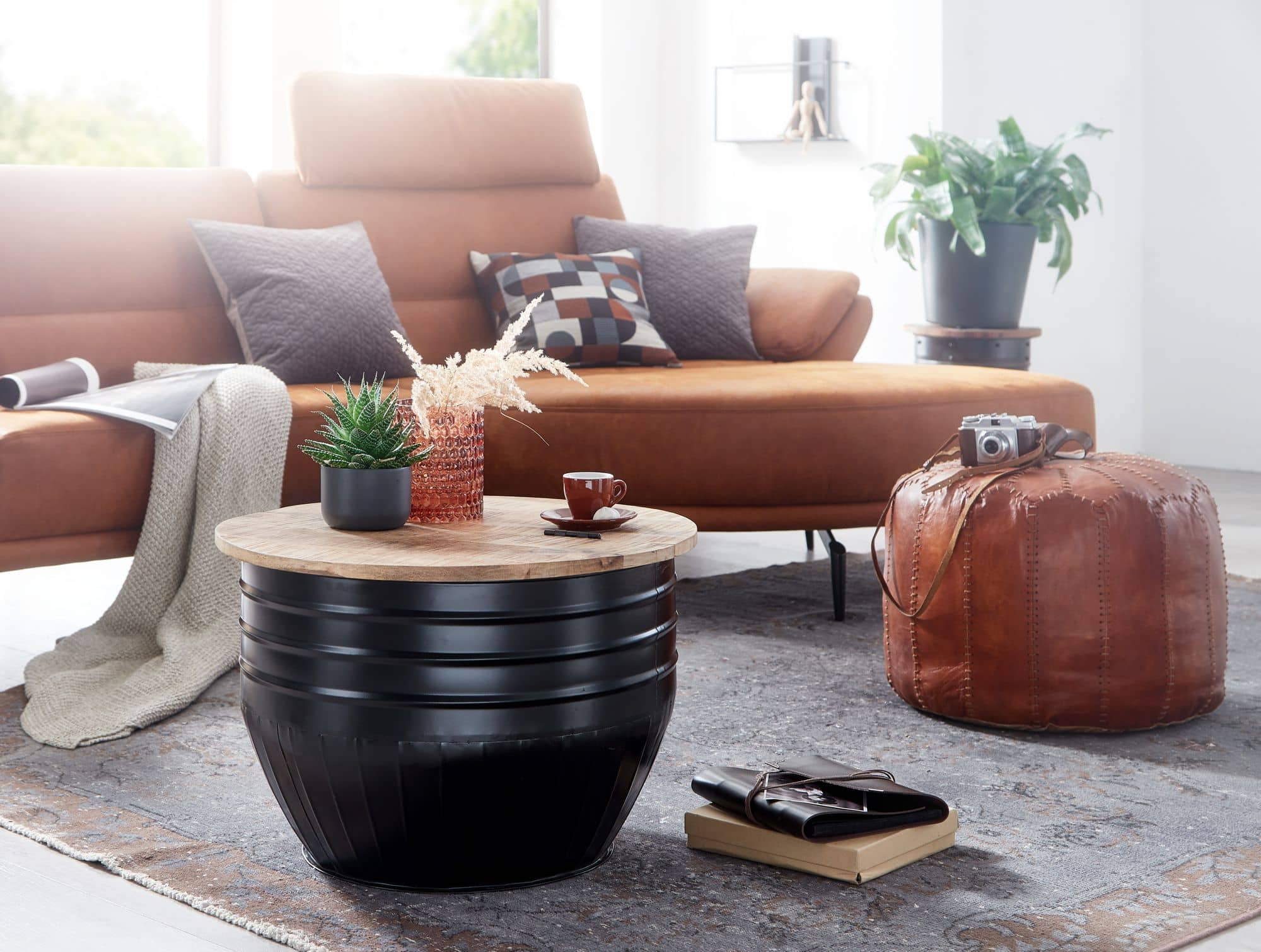 57885-WOHNLING-Couchtisch-60x60x41-cm-Mango-Holz-WL6-324-WL6-324_4 Couchtisch Mango Holz Metall 60x41x60 cm Industrial Style Rund