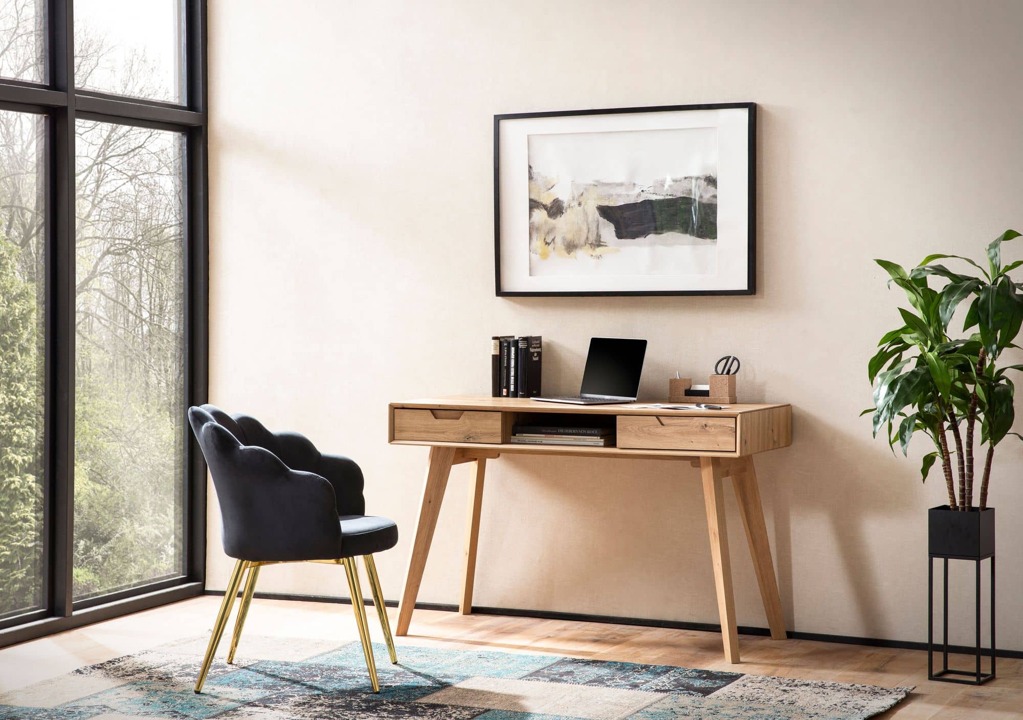 Schreibtisch 120x55x77 cm Eiche Dekor mit Stauraum Schreibtisch 120x55x77 cm Eiche Dekor mit Stauraum