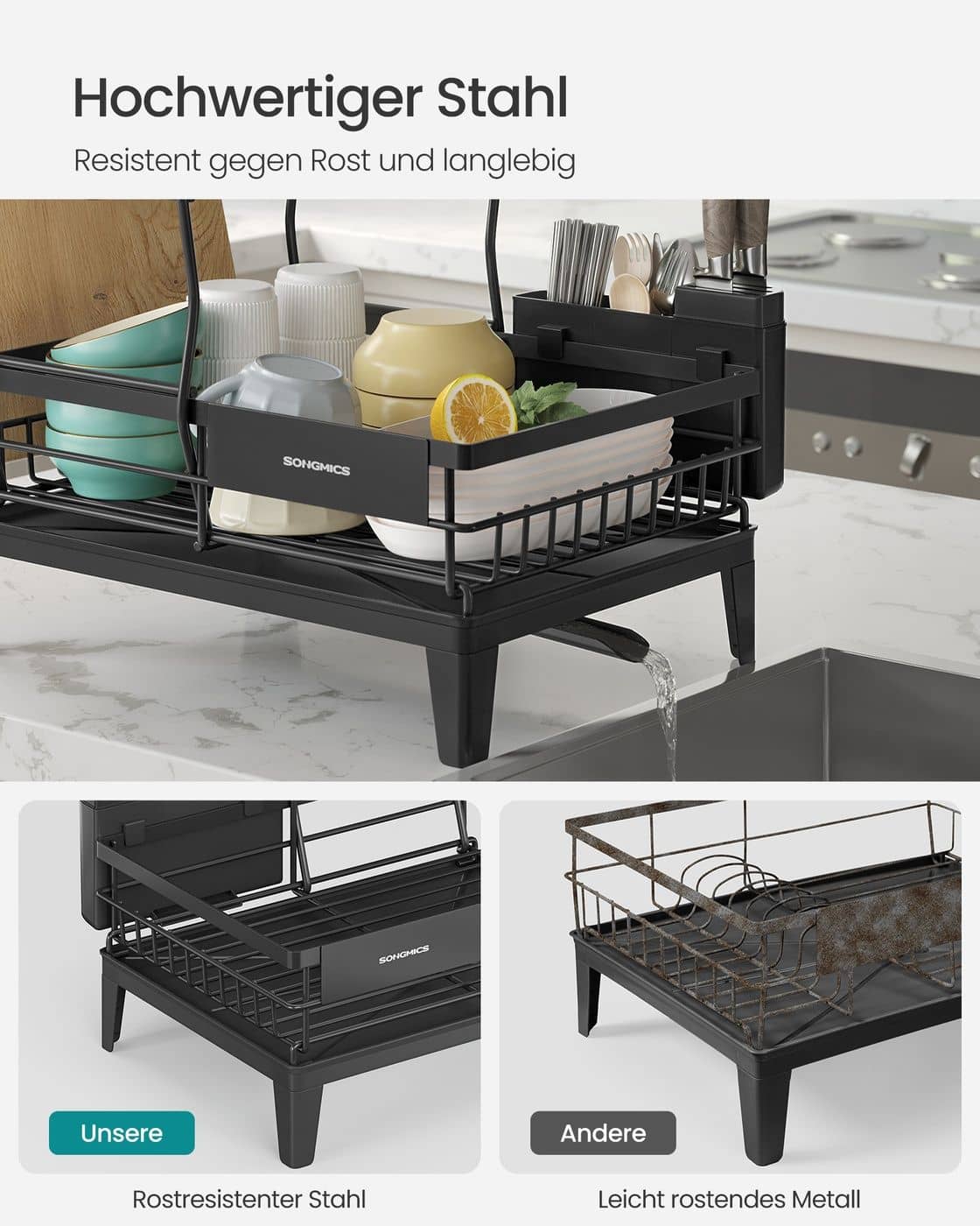 Geschirrabtropfständer mit zwei Ebenen für Geschirrabtropfständer mit zwei Ebenen für