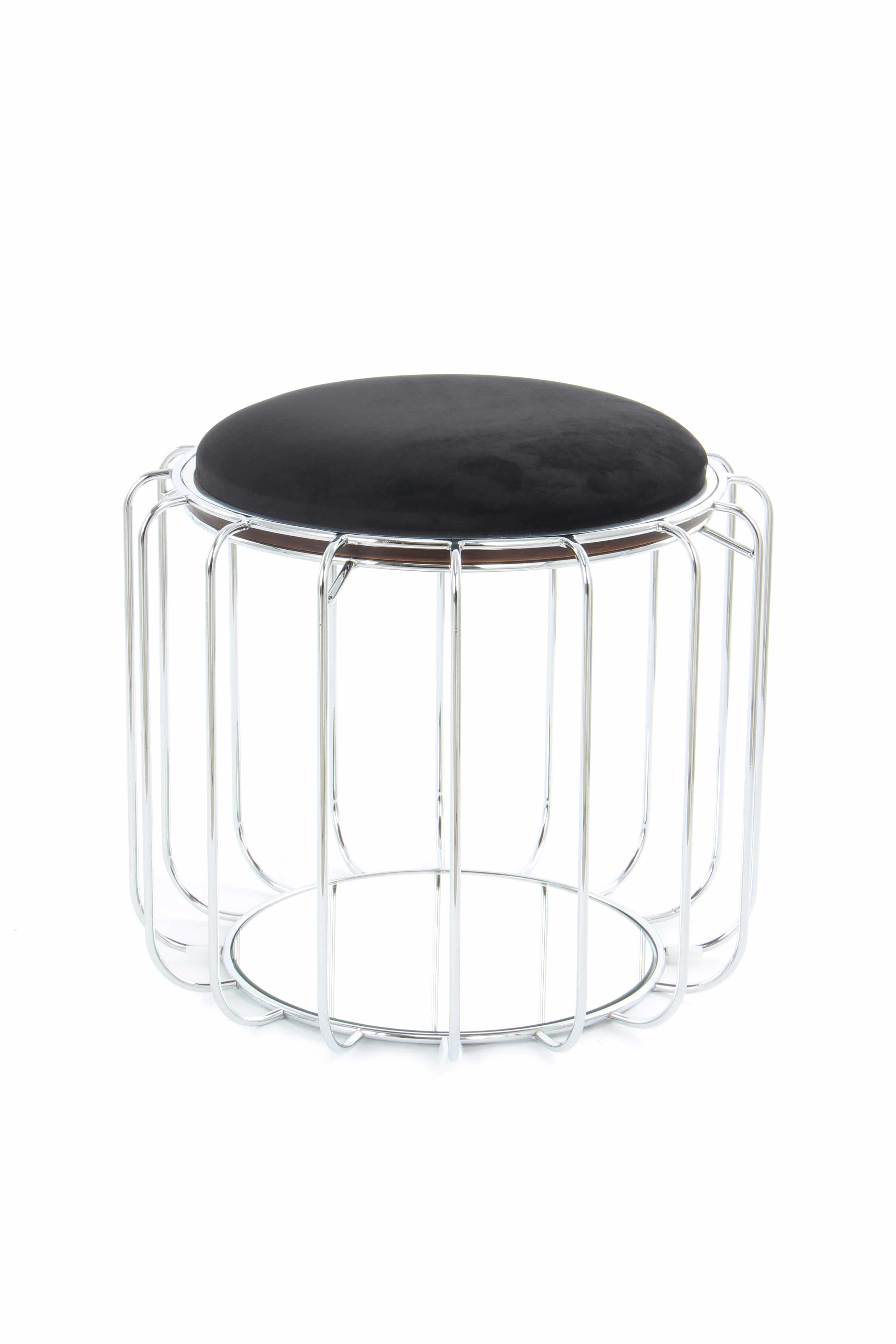 Beistelltisch / Pouf Comfortable 110 Schwarz / Silber