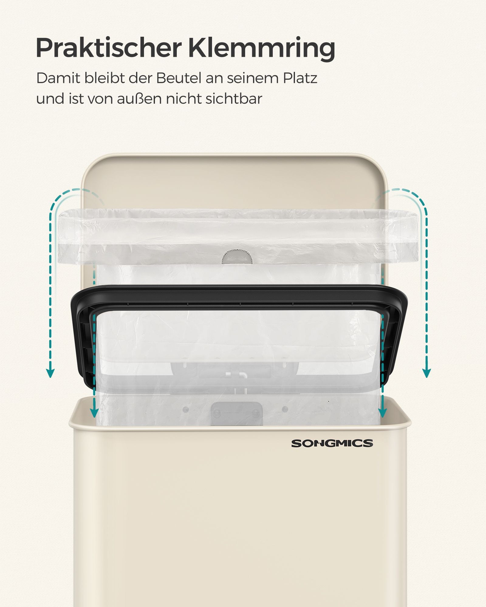 Mülleimer 40 L mit Deckel – Sandbeige Mülleimer 40 L mit Deckel – Sandbeige