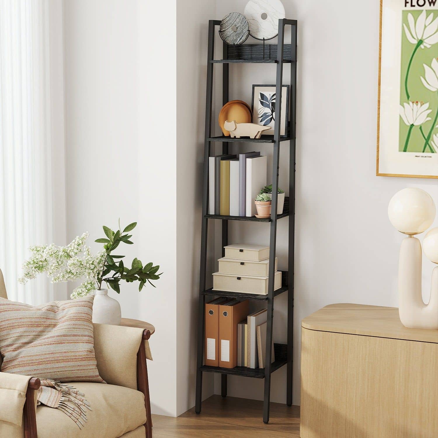 Bücherregal, Leiterregal 5 Ebenen, schmal Bücherregal, Leiterregal 5 Ebenen, schmal