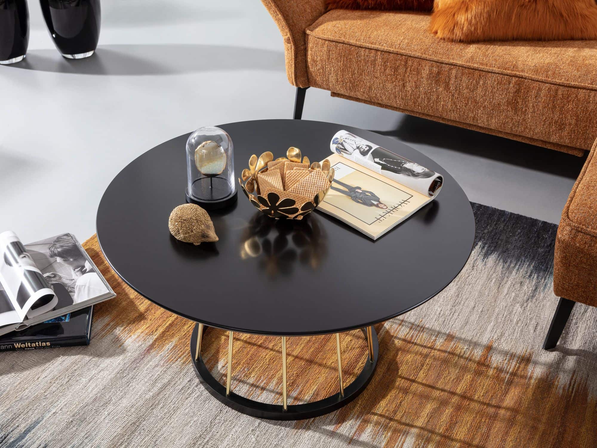 64435-Wohnling-Couchtisch-schwarz-rund-80x41-5-cm-WL6-489-WL6-489_3 Couchtisch Rund 80x80x42 cm Schwarz Gold Sofatisch Metall Modern
