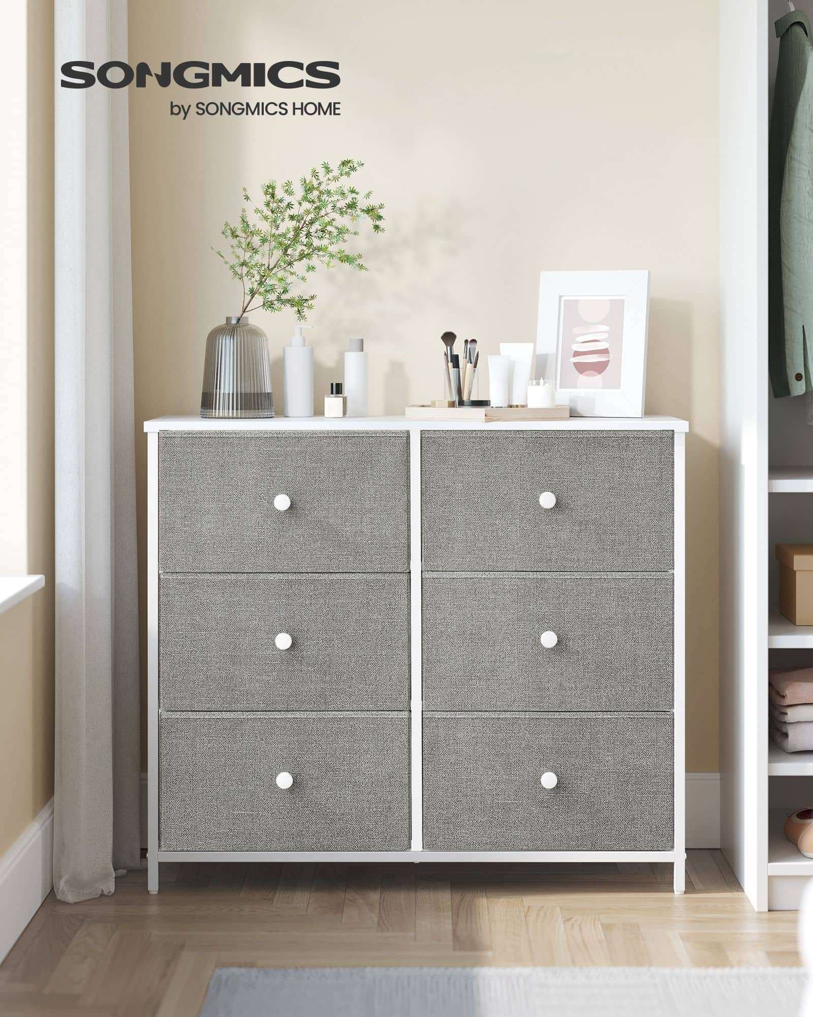 Kommode 6 Stoffschubladen mit Metallrahmen Organizer