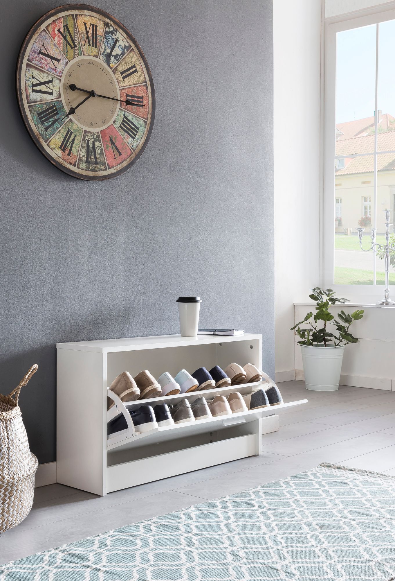 45765-WOHNLING-Schuhbank-mit-1-Klappe-Weiss_9 Schuhbank SPLIT mit Sitzfläche Weiß Schuhkipper Holz 80 x 47 x 24 cm