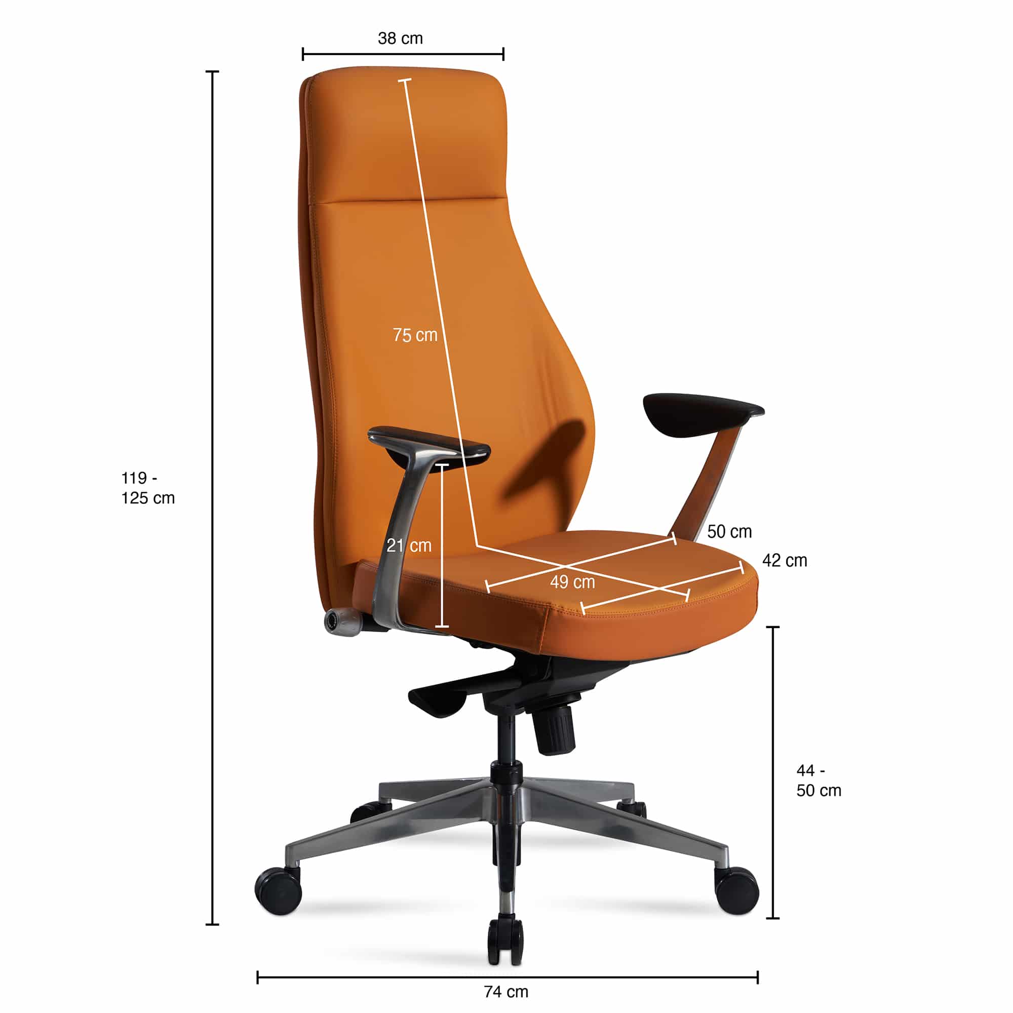 Bürostuhl Kunstleder-Bezug Caramel Schreibtischstuhl bis 120 kg